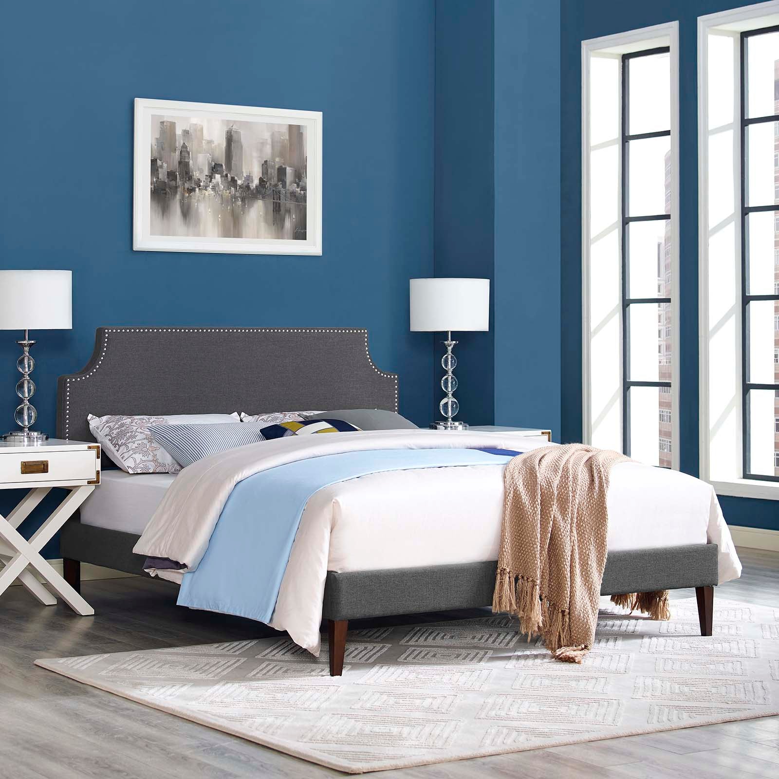 Corene Full Fabric Platform Bed with Squared Tapered Legs By Modway - MOD-5953