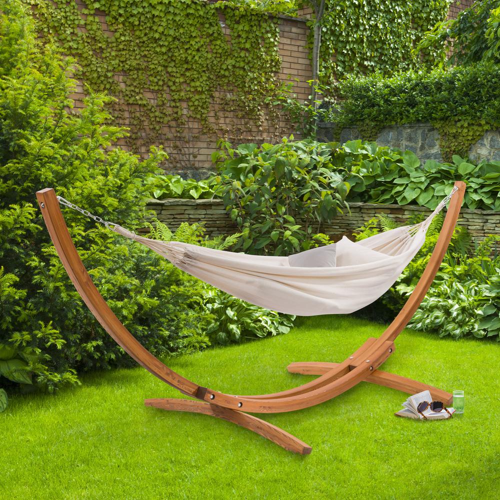 CorLiving Wood Frame Free Standing Sling Hammock in Beige by CorLiving