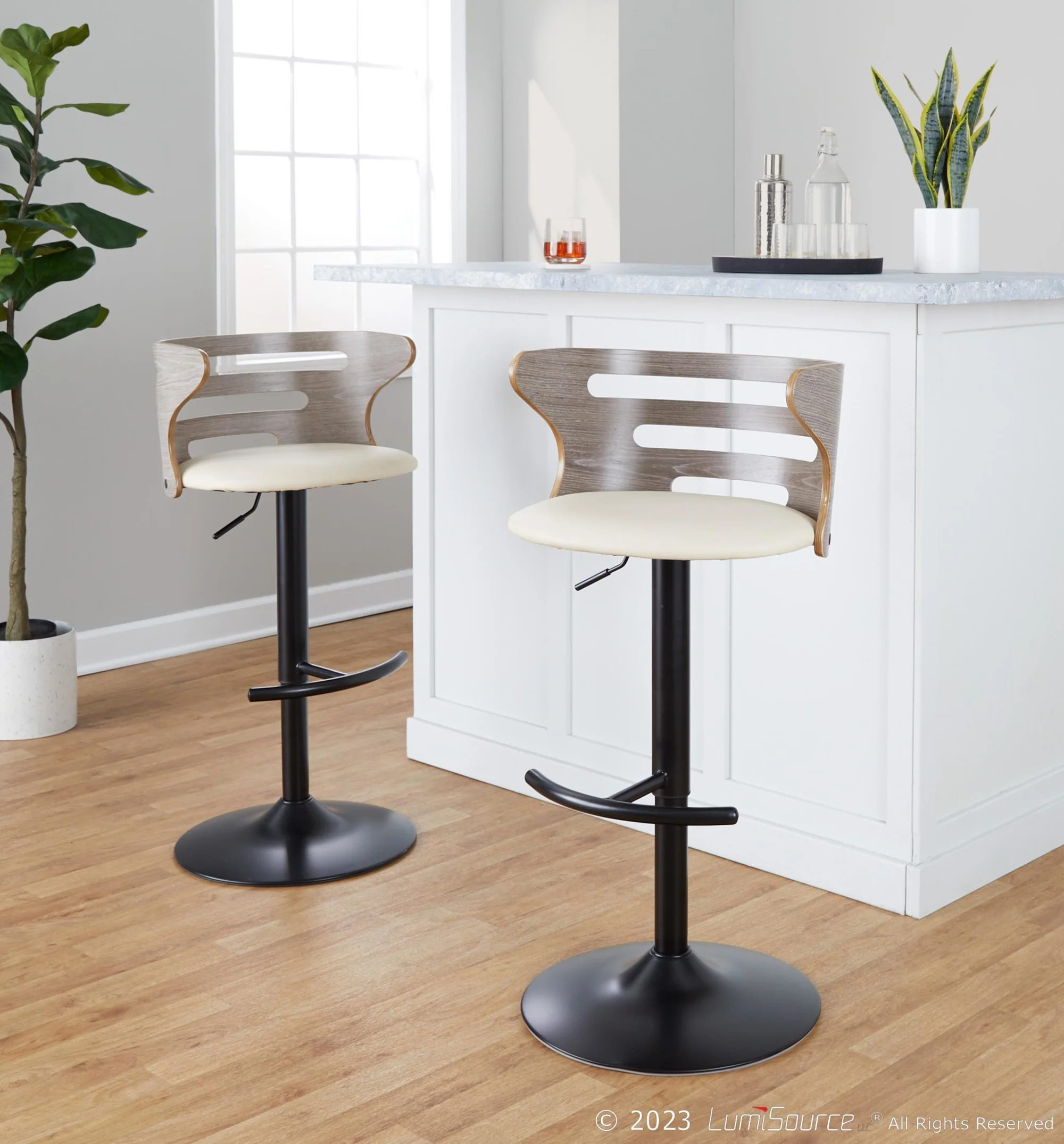 Cosi Adjustable Barstool - Set of 2 By LumiSource - BS-COSIPU-RT2 BKLGYBK2 - Image 7
