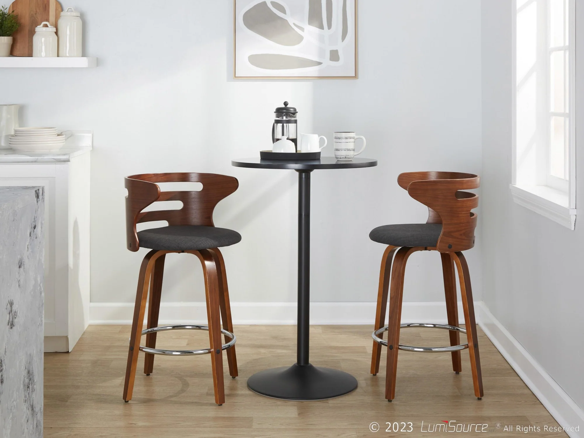 Cosini 26" Fixed-Height Counter Stool - Set of 2 By LumiSource - B26-COSIFB-GRTZR2 WLWLCHAR2 - Image 4