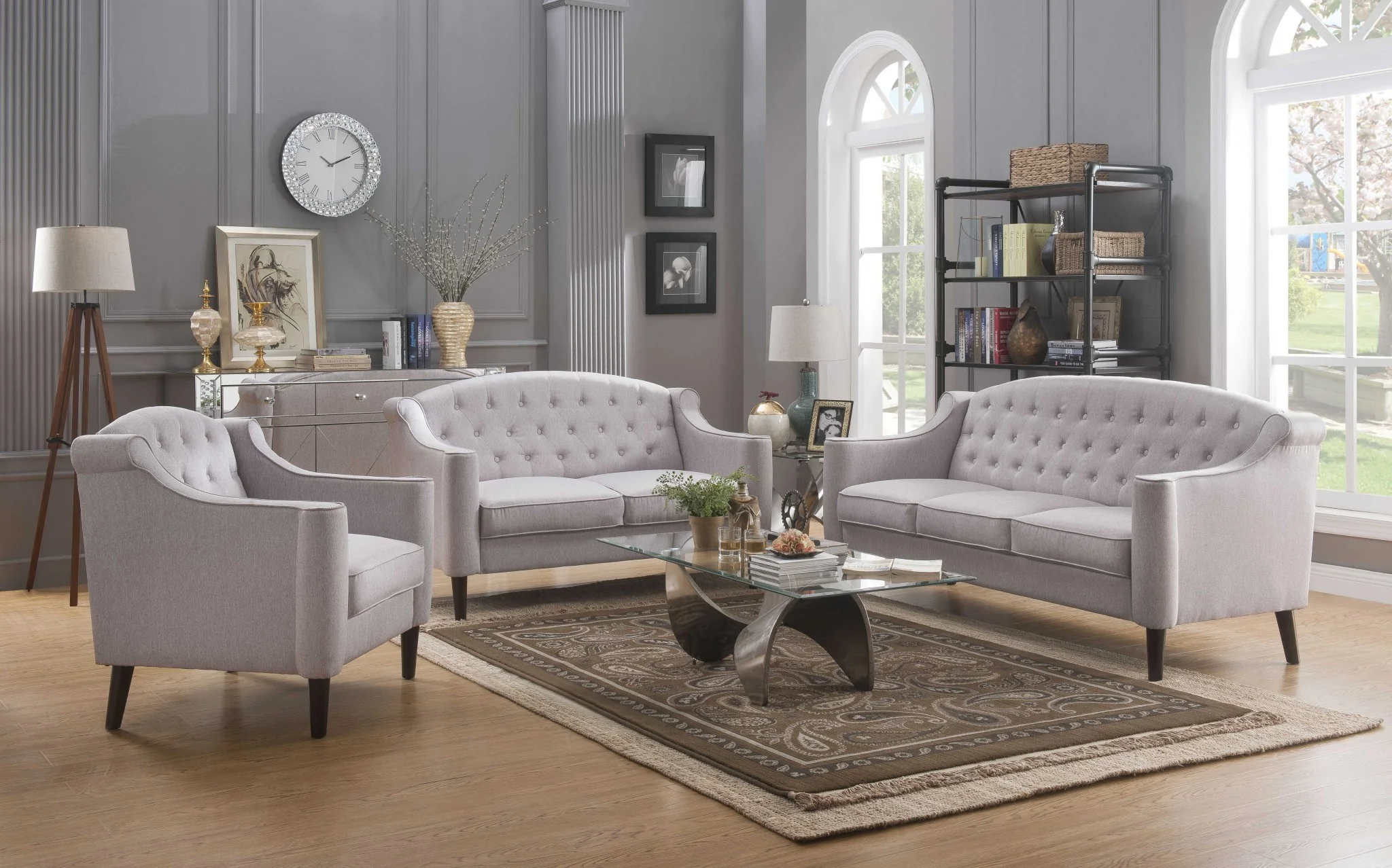 Cream Fabric Loveseat By Homeroots