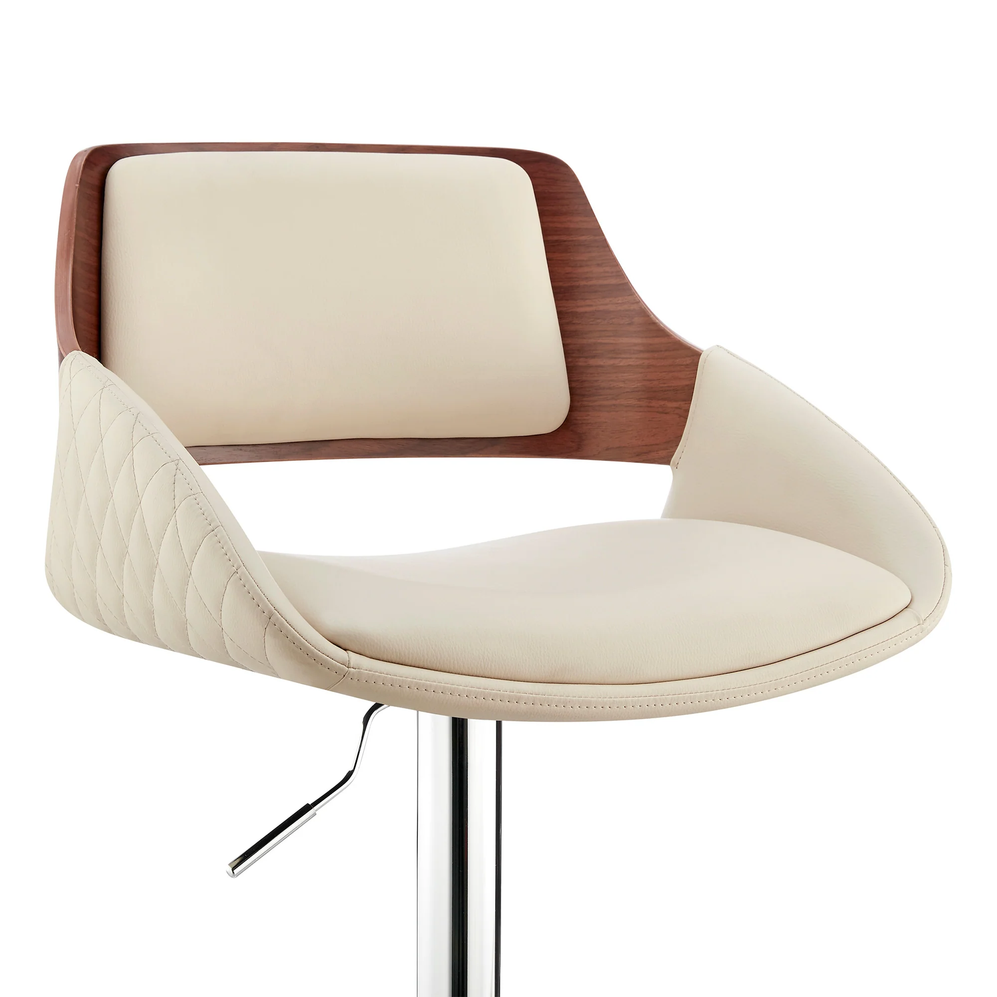 Cream Faux Leather Adjustable Chrome Swivel Bar Stool By Homeroots - Image 7