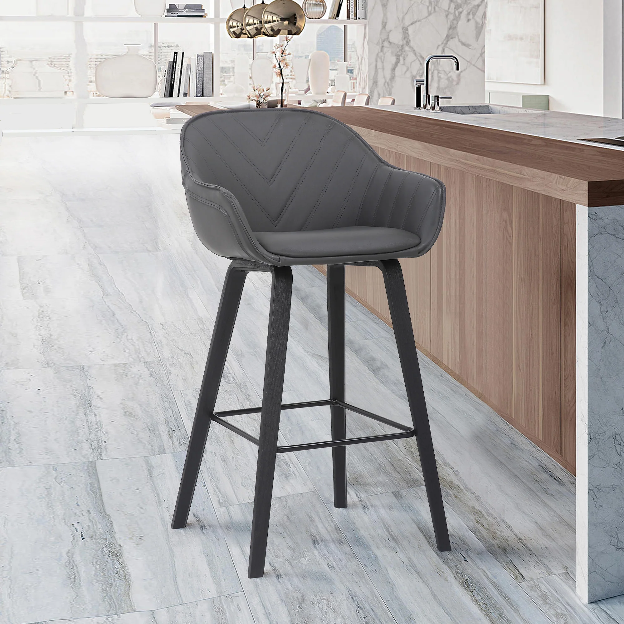 Crimson 30" Faux Leather and Wood Bar and Counter Height Stool By Armen Living