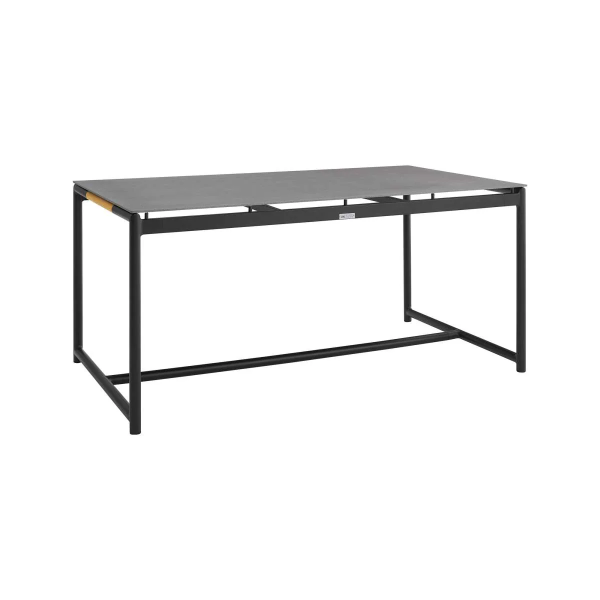 Crown 5 Piece Black Aluminum and Teak Outdoor Dining Set with Dark Gray Fabric By Armen Living - Image 5