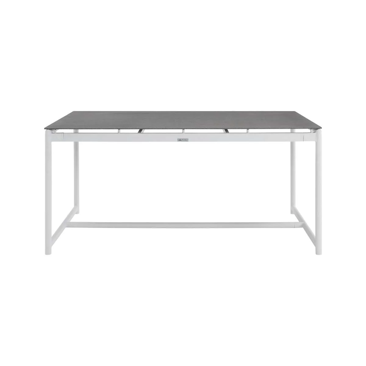 Crown 7 Piece White Aluminum and Teak Outdoor Dining Set with Light Gray Fabric By Armen Living - Image 6