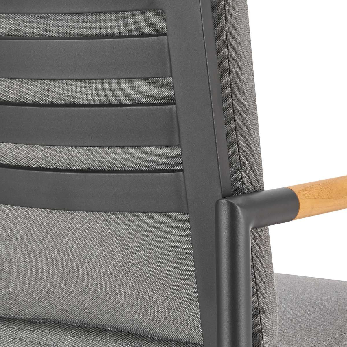 Crown Outdoor Patio Swivel Bar Stool in Aluminum with Tan Rope and Dark Gray Cushions By Armen Living - Image 8