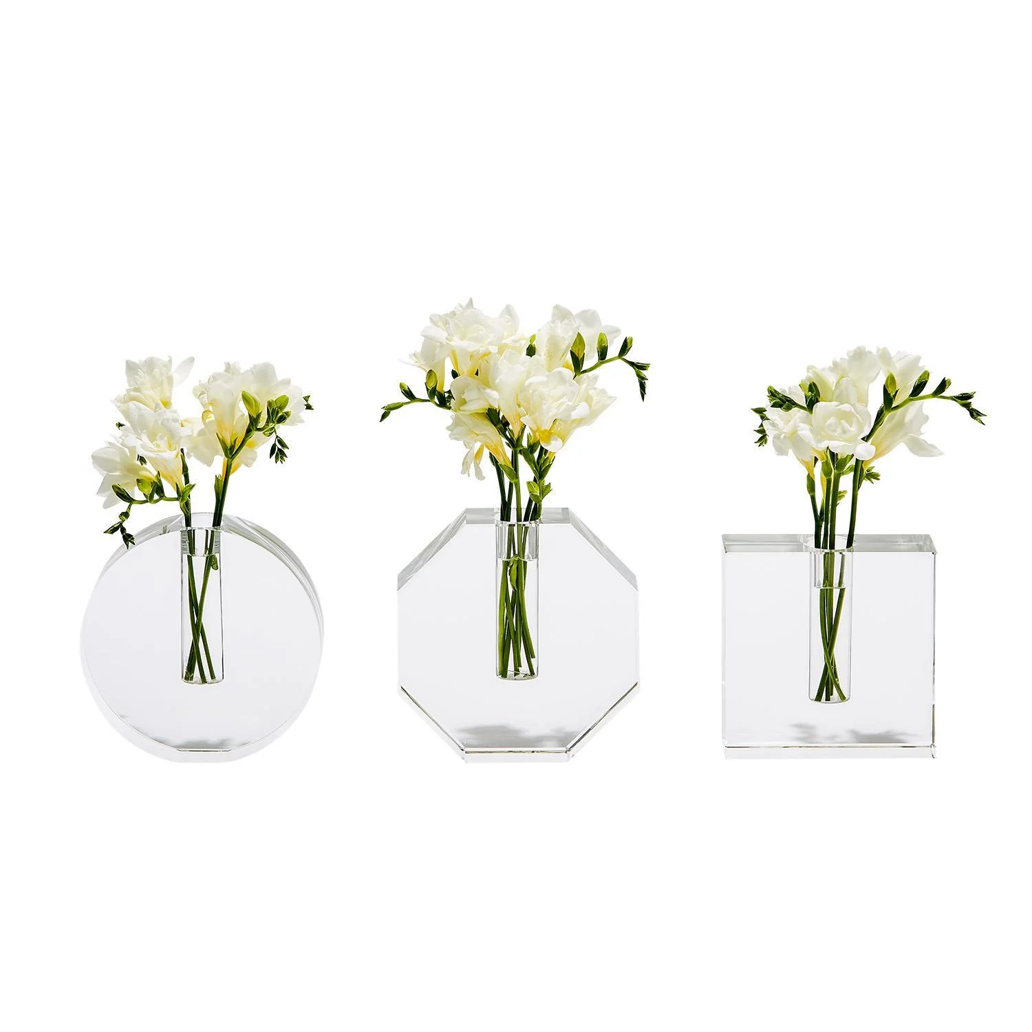 Crystal Bud Vase Asst 3 Shapes Set Of 6 By Tozai Home