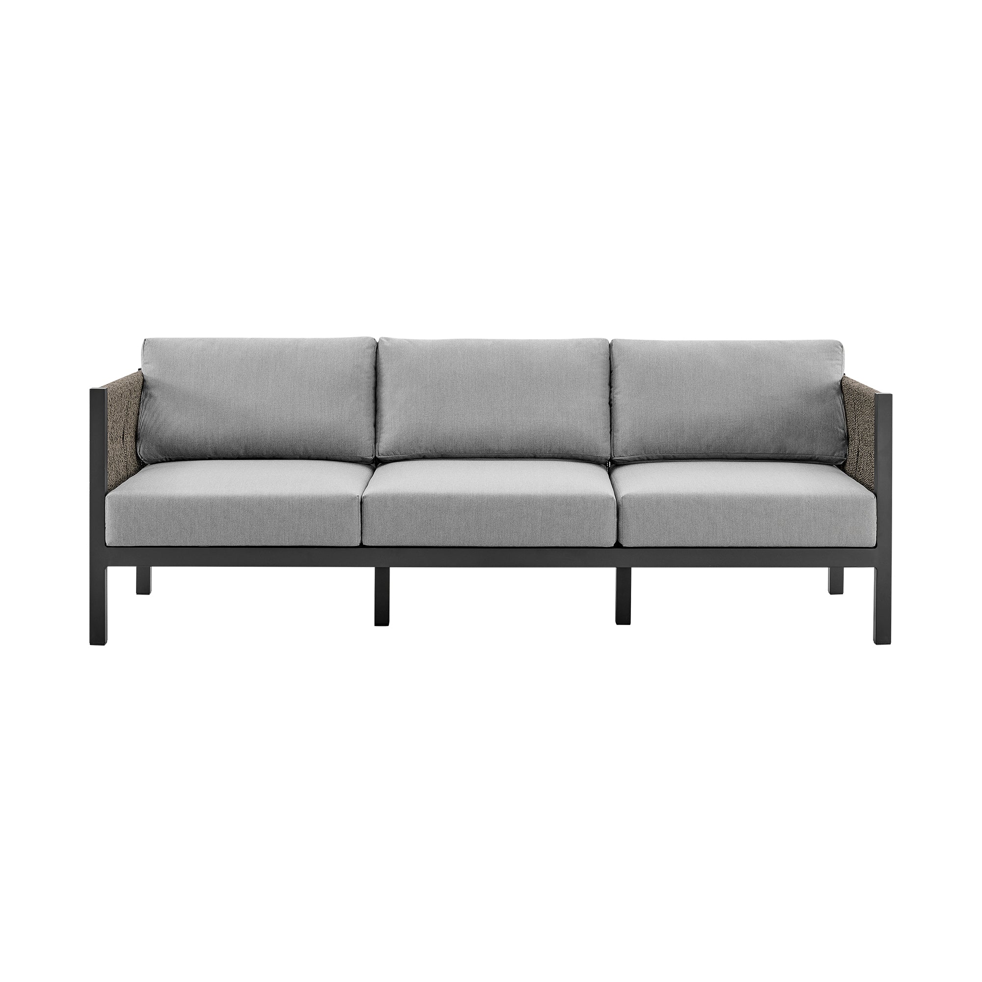 Cuffay 4 Piece Outdoor Patio Furniture Set in Brown Aluminum and Rope with Cushions By Armen Living - Image 14