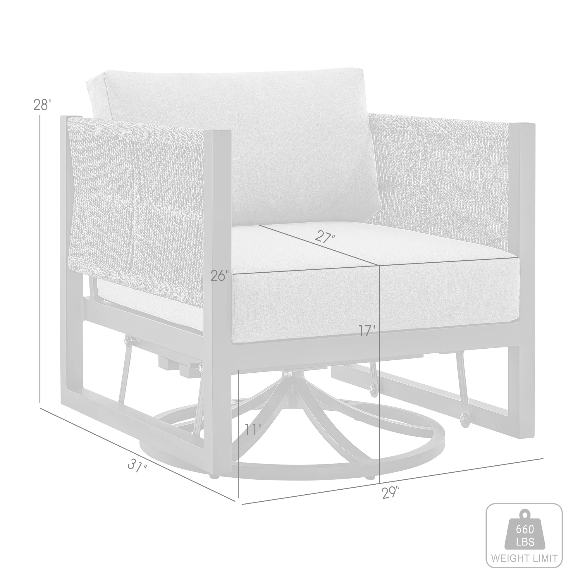 Cuffay Outdoor Patio Swivel Glider Lounge Chair in Black Aluminum with Grey Cushions By Armen Living - Image 9