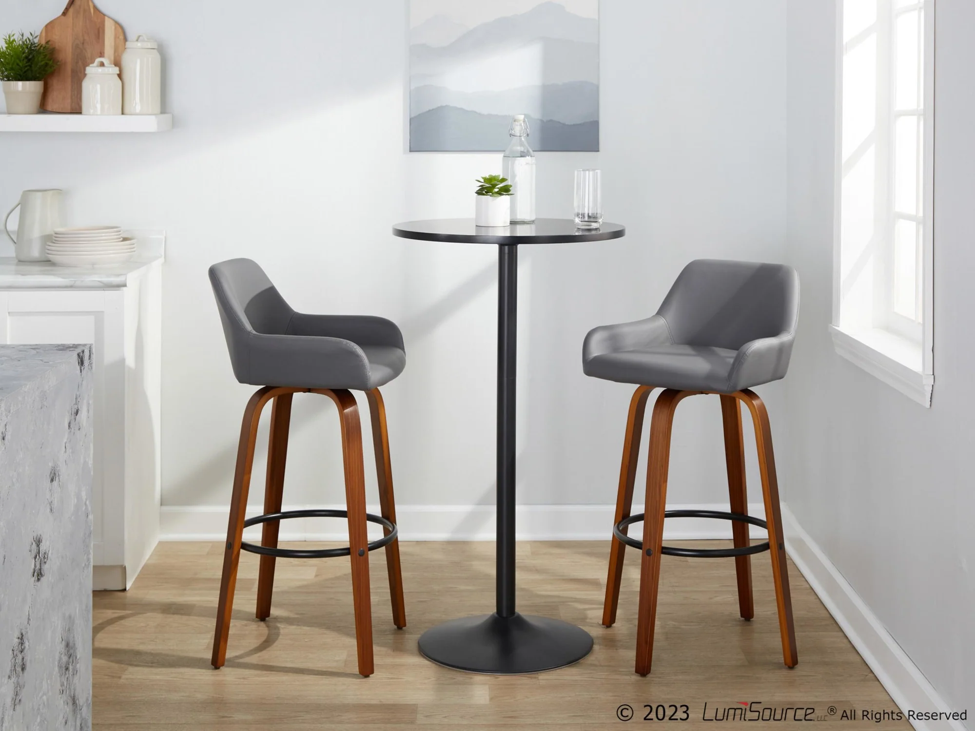 Daniella 30" Fixed-Height Barstool - Set of 2 By LumiSource - B30-DNLAV-GRTZQ2 WLBK2 - Image 4