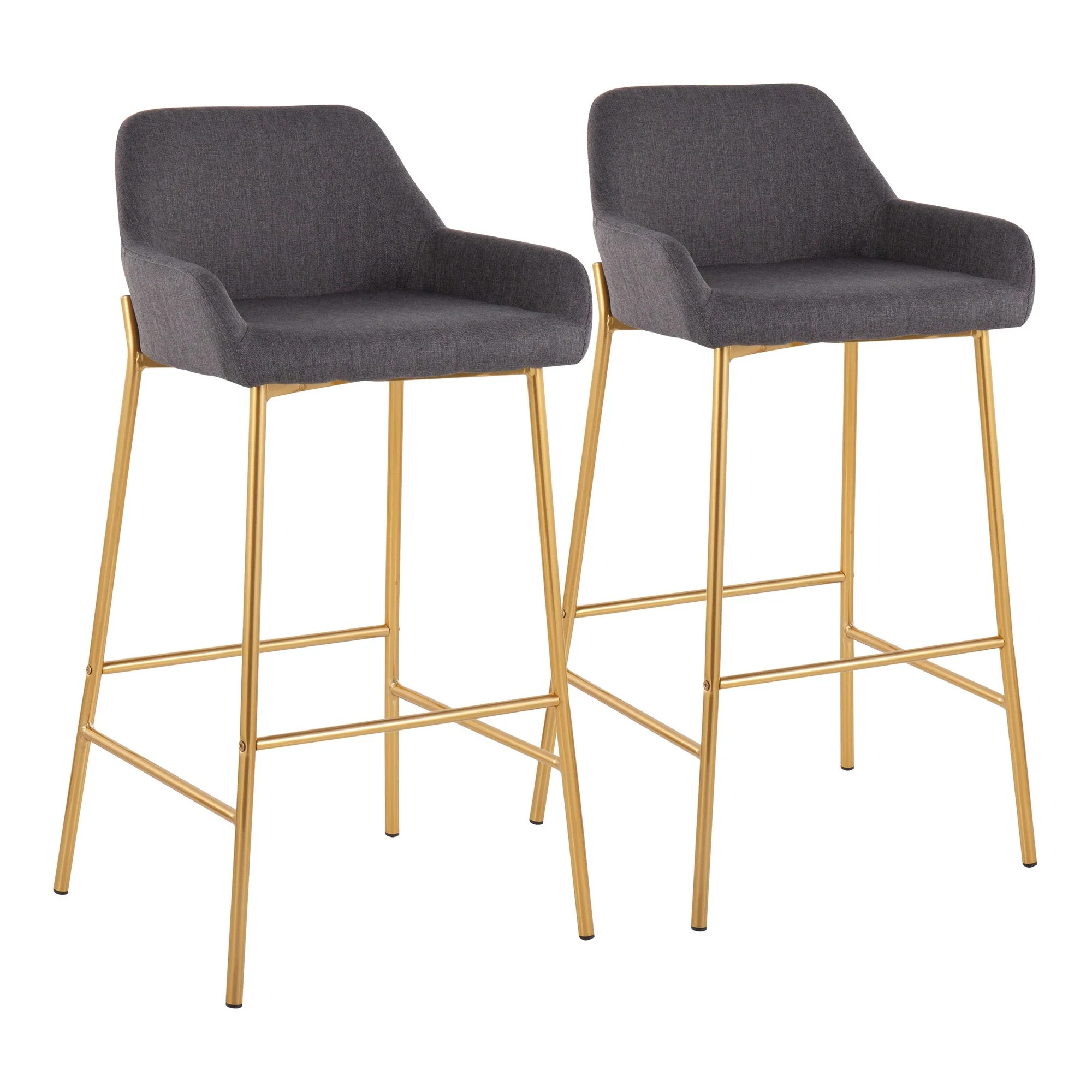 Daniella Fixed-Height Bar Stool - Set of 2 Gray By LumiSource - B30-DNLA2 AUCHAR2