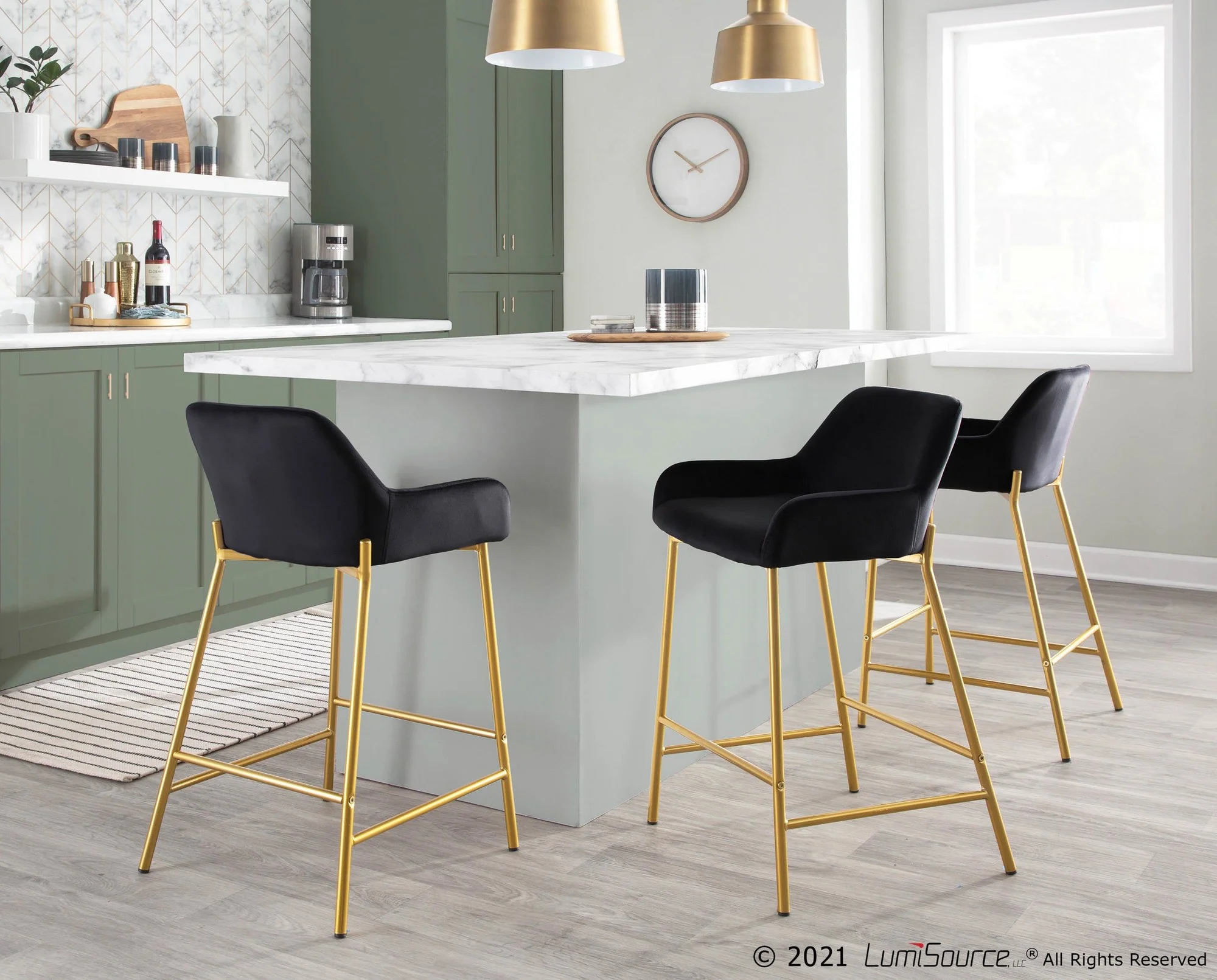 Daniella Fixed-Height Counter Stool - Set of 2 Black By LumiSource - B24-DNLA2 AUVBK2
