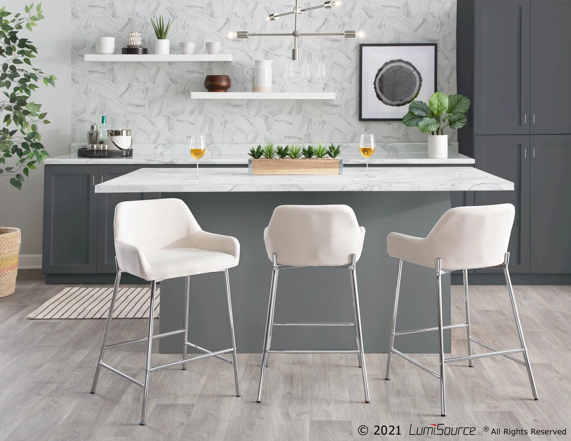 Daniella Fixed-Height Counter Stool - Set of 2 By LumiSource - B24-DNLA2 CHRMCR2