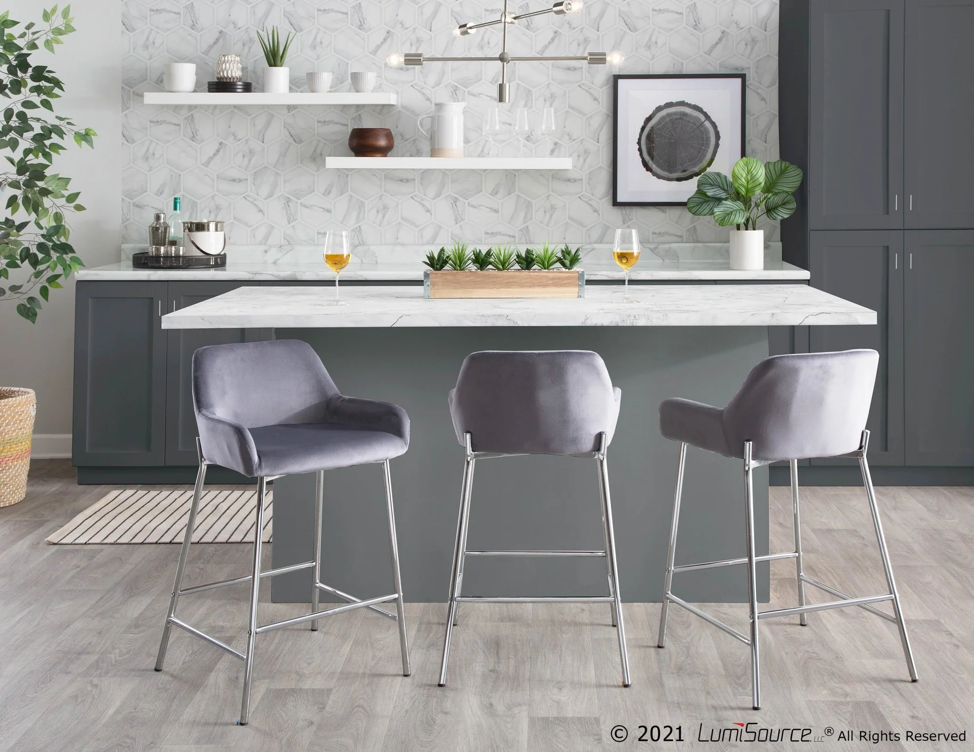 Daniella Fixed-Height Counter Stool - Set of 2 By LumiSource - B24-DNLA2 CHRMVSV2
