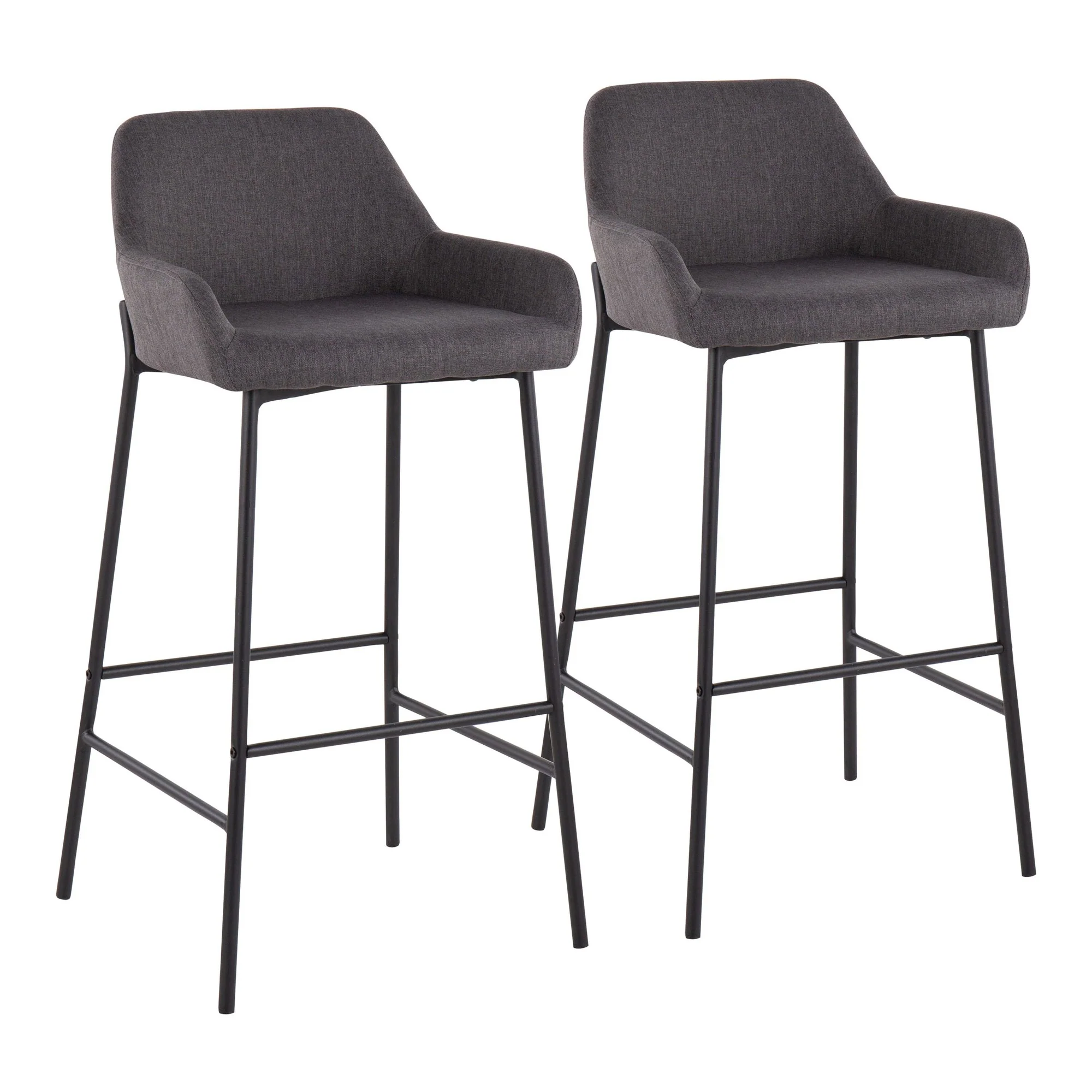 Daniella Fixed-Height Bar Stool - Set of 2 Gray By LumiSource - B30-DNLA2 BKCHAR2