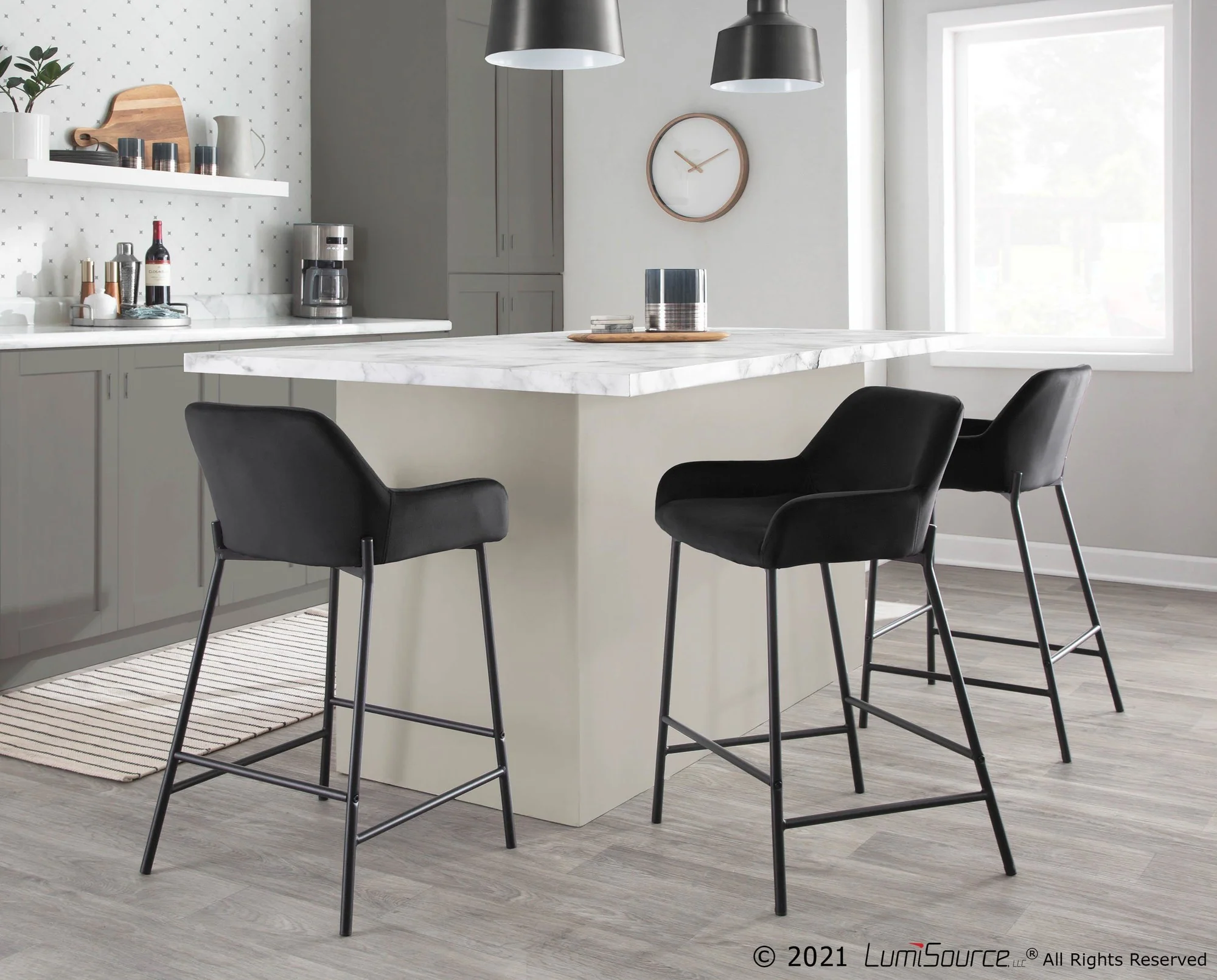 Daniella Fixed-Height Counter Stool - Set of 2 Black By LumiSource - B24-DNLA2 BKVBK2