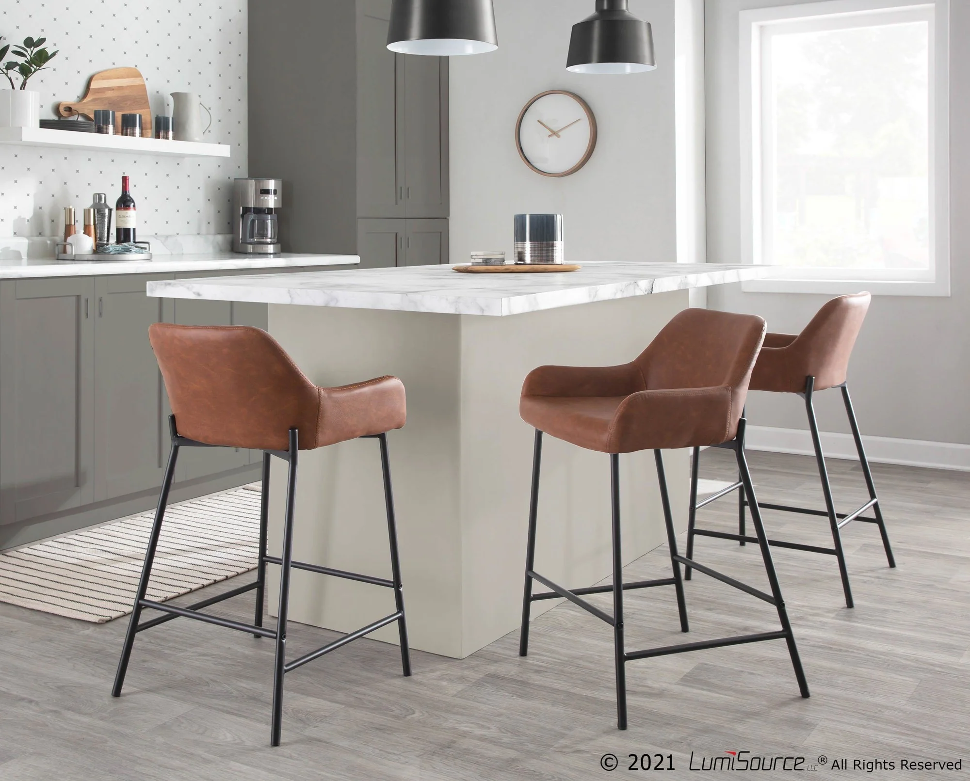 Daniella Fixed-Height Counter Stool - Set of 2 Cream By LumiSource - B24-DNLA2 BKPUCAM2
