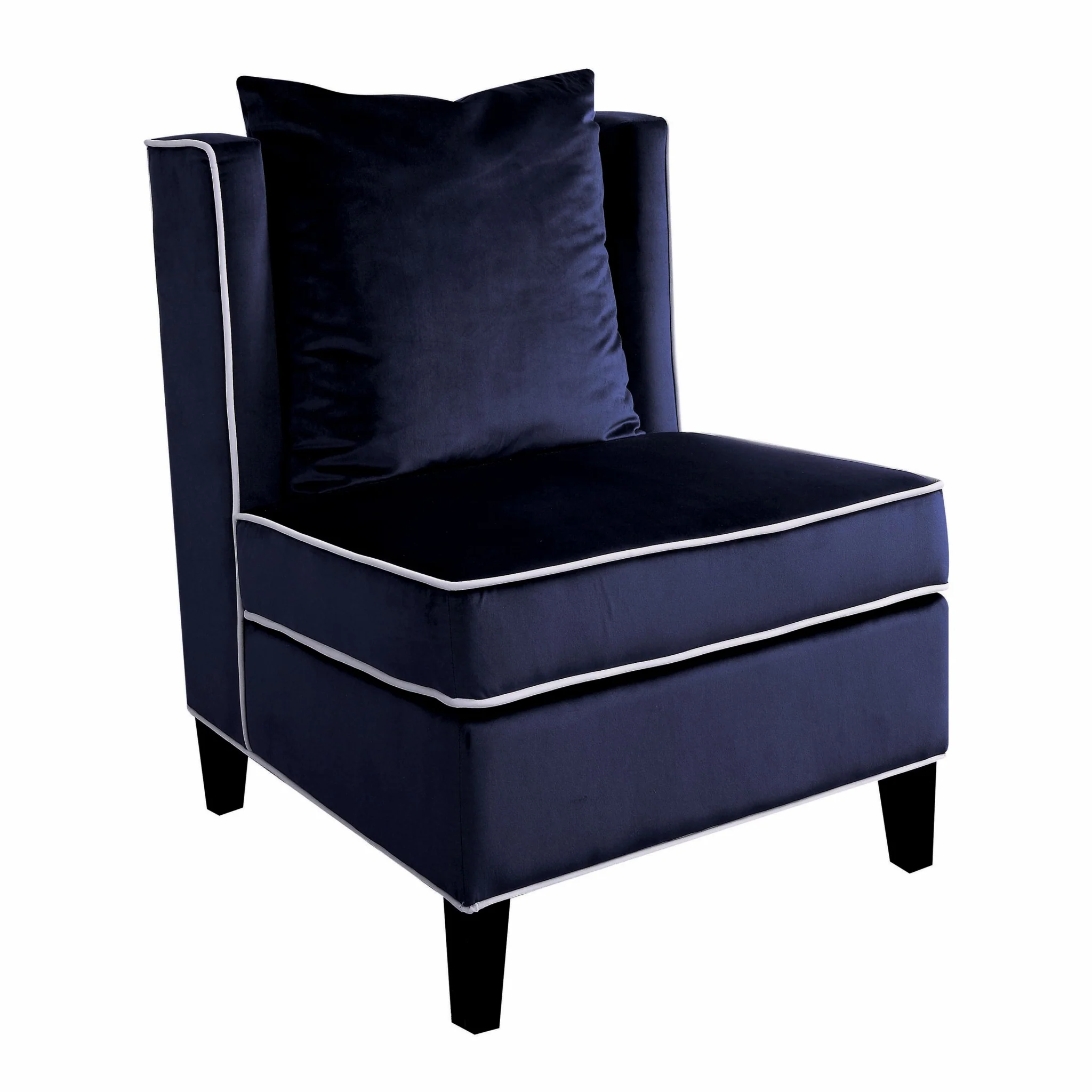 Dark Blue Velvet Accent Chair By Homeroots