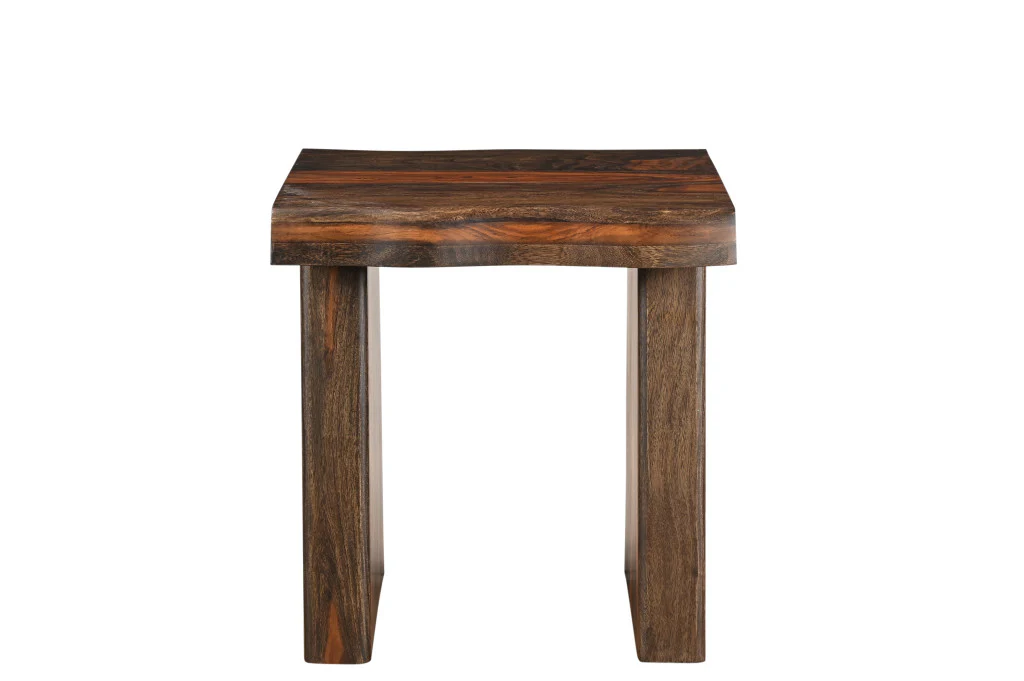 Dark Brown And Brown Wood Solid Wood Square End Table By Homeroots
