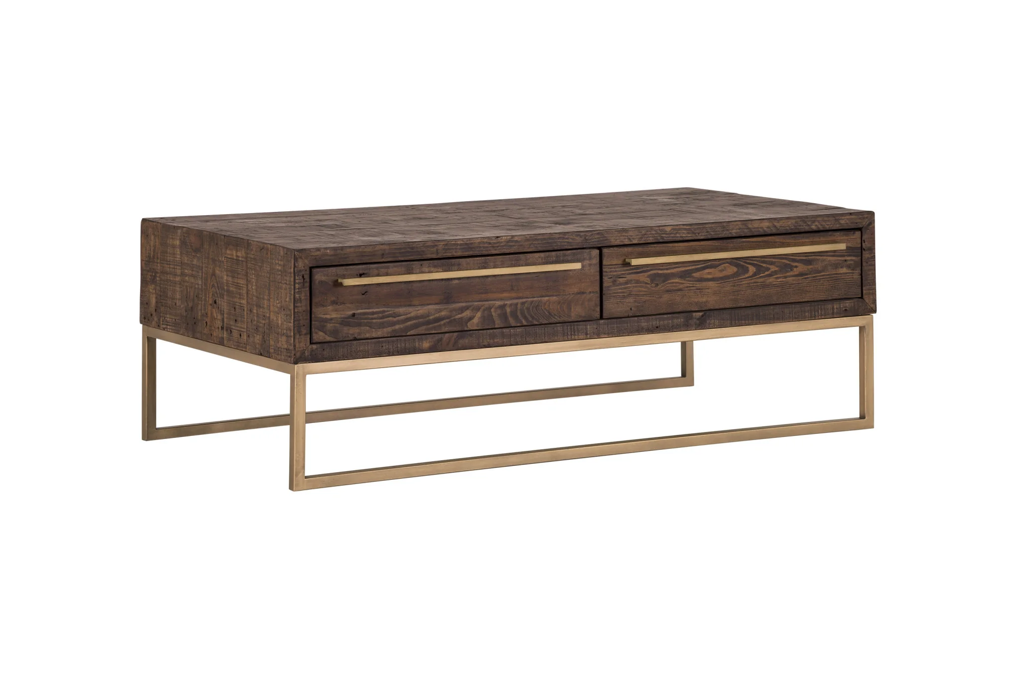 Dark Brown And Gold Metal Coffee Table With Drawer By Homeroots