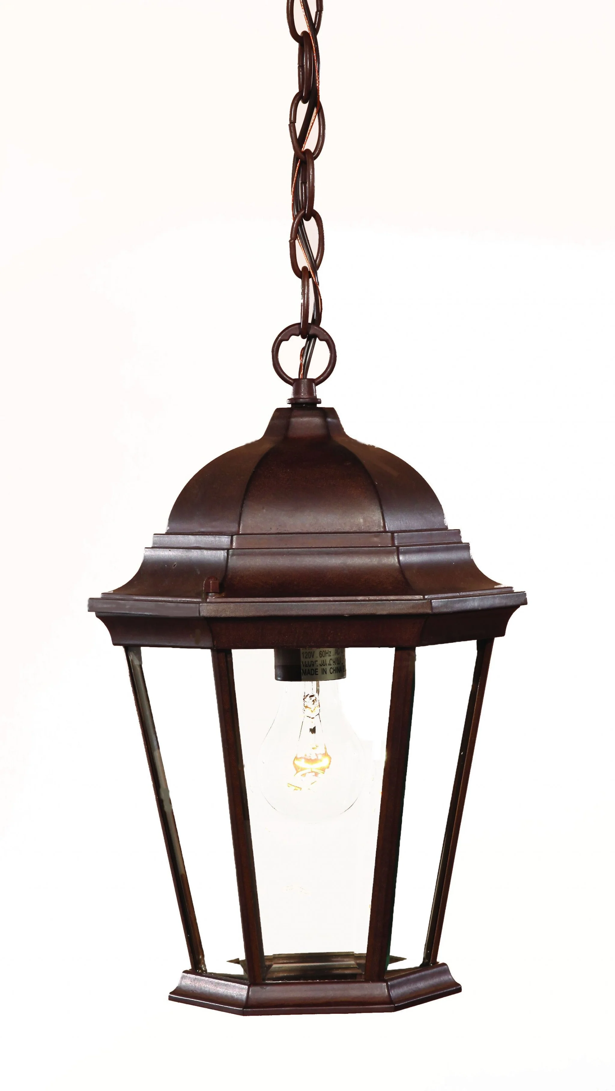 Dark Brown Domed Glass Lantern Hanging Light By Homeroots
