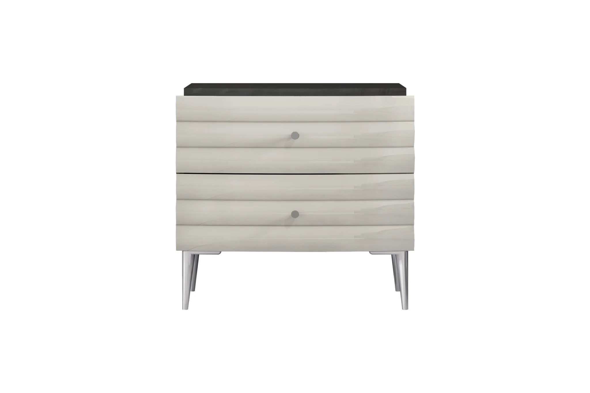 Dark Gray And Ivory Light Gray Two Drawer Nightstand By Homeroots