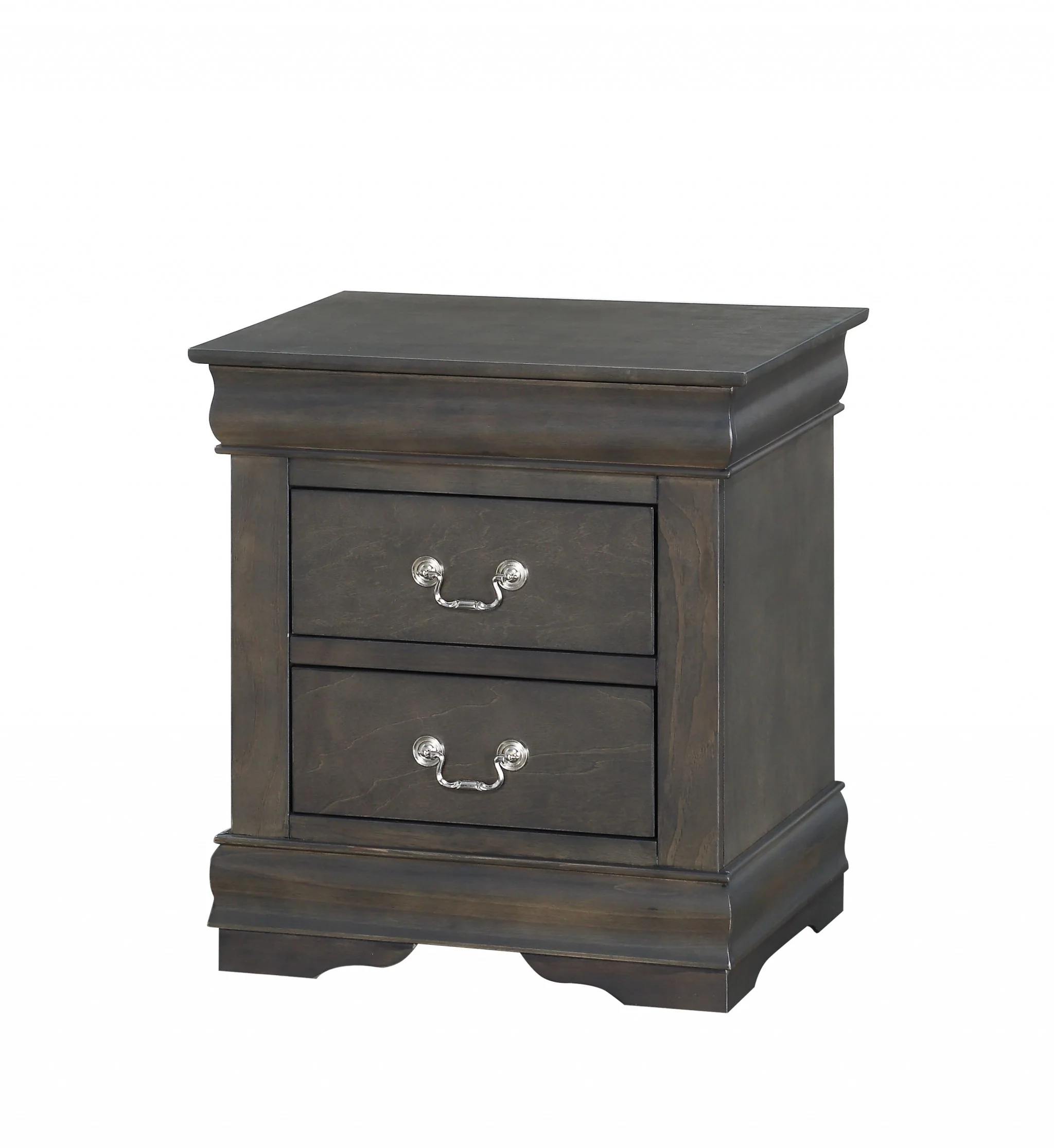 Dark Gray Wooden 2 Drawer Nightstand By Homeroots