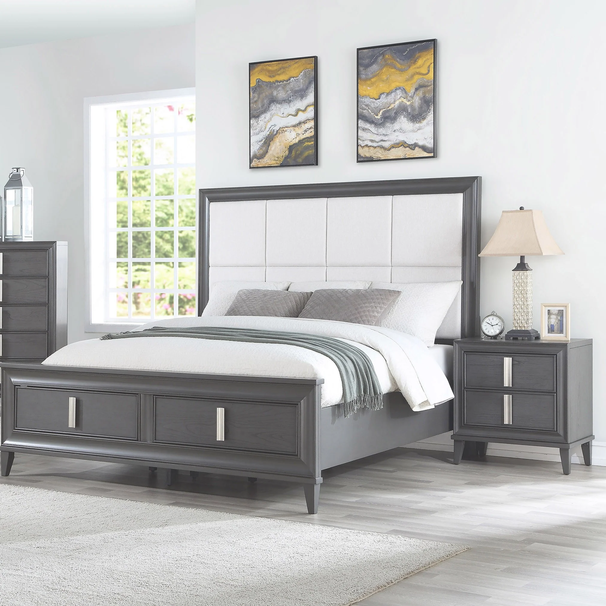 Dark Grey Contemporary 2 Drawer Nightstand By Homeroots