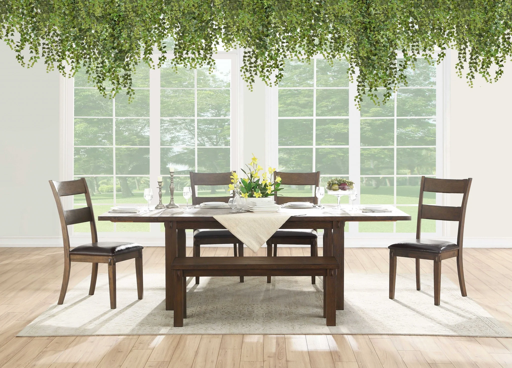 Dark Oak Wood Dining Table By Homeroots