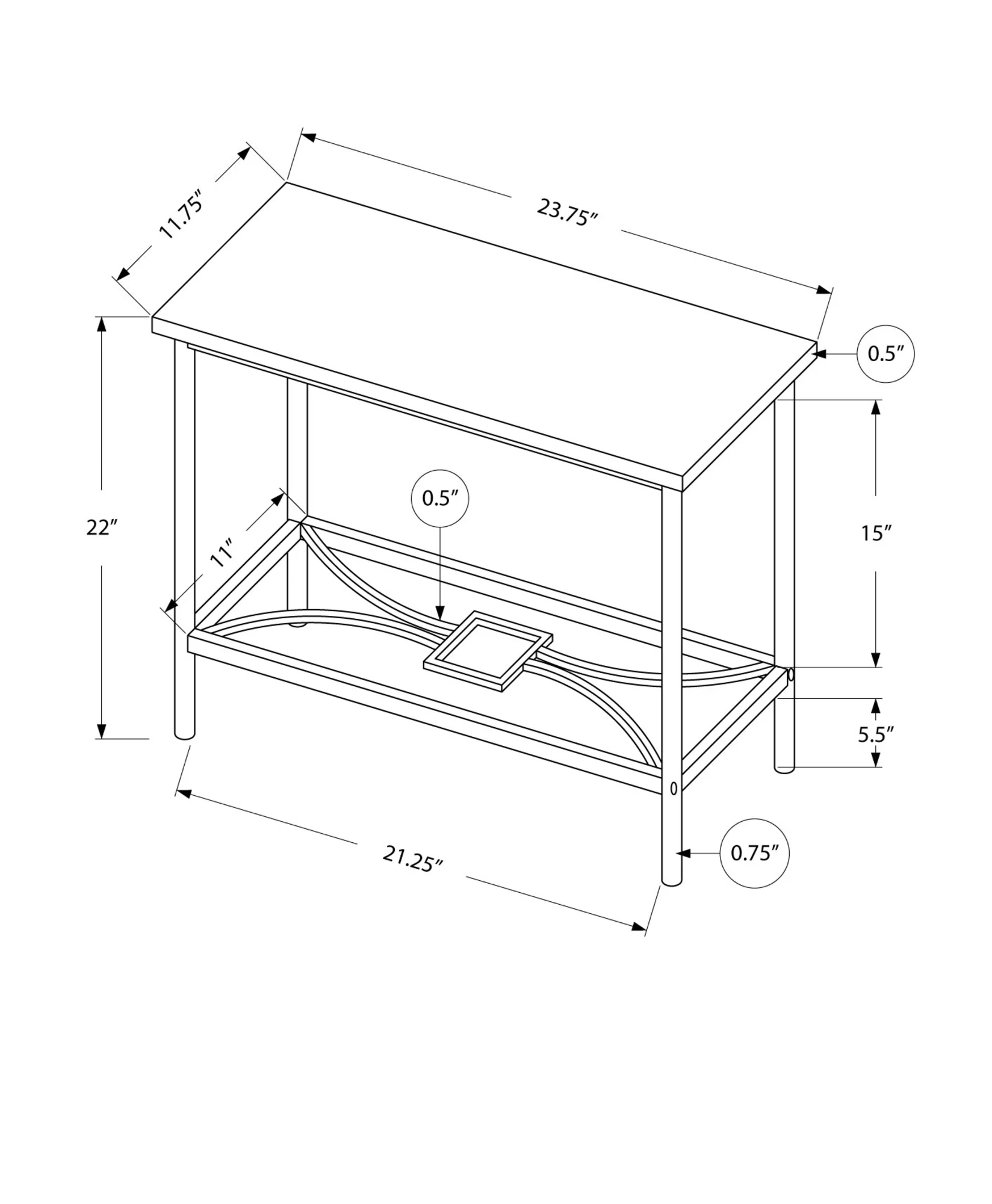 Dark Taupe Black Mdf Metal Accent Table By Homeroots - Image 3