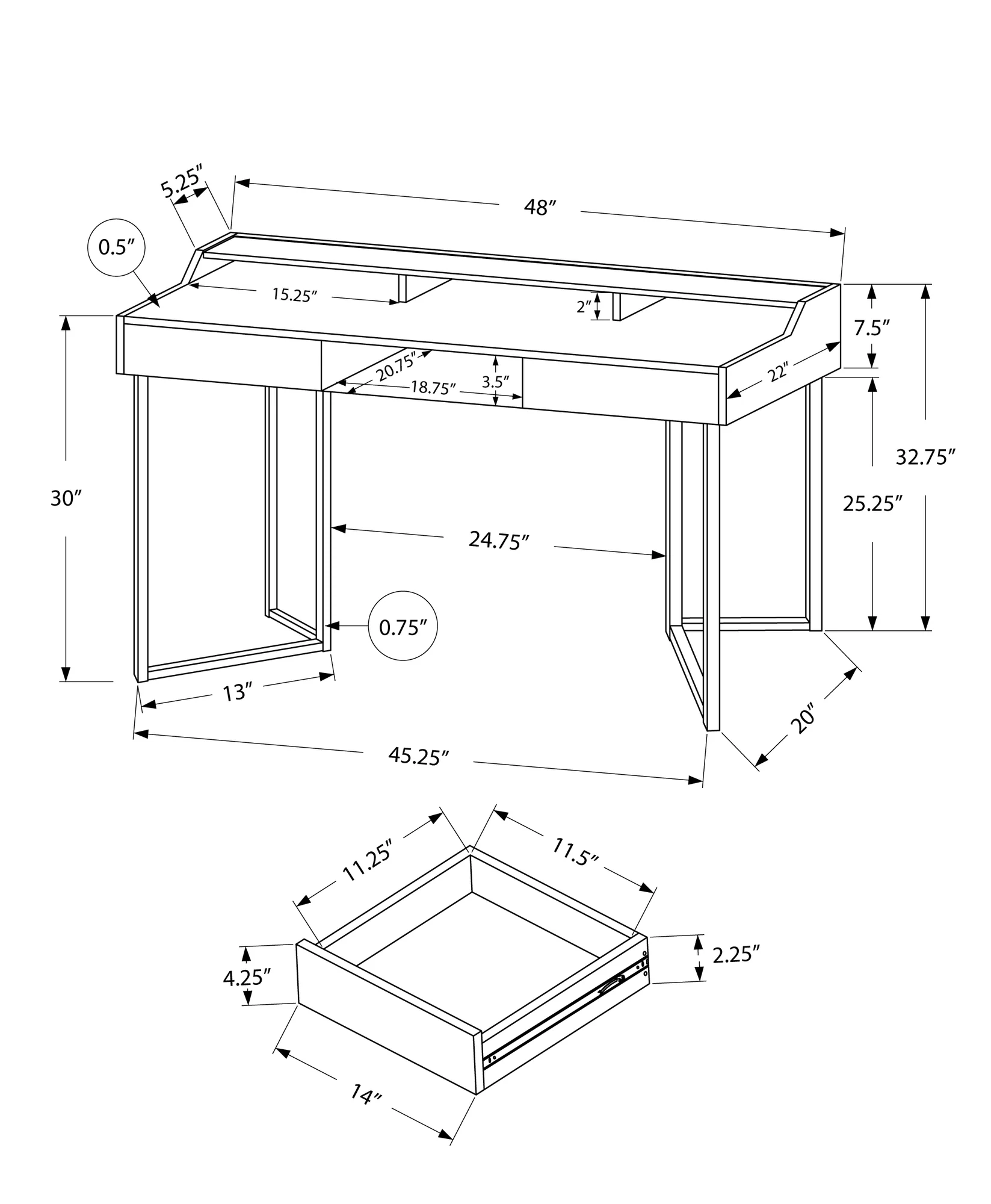 Dark Taupe Black Metal Computer Desk By Homeroots - Image 7