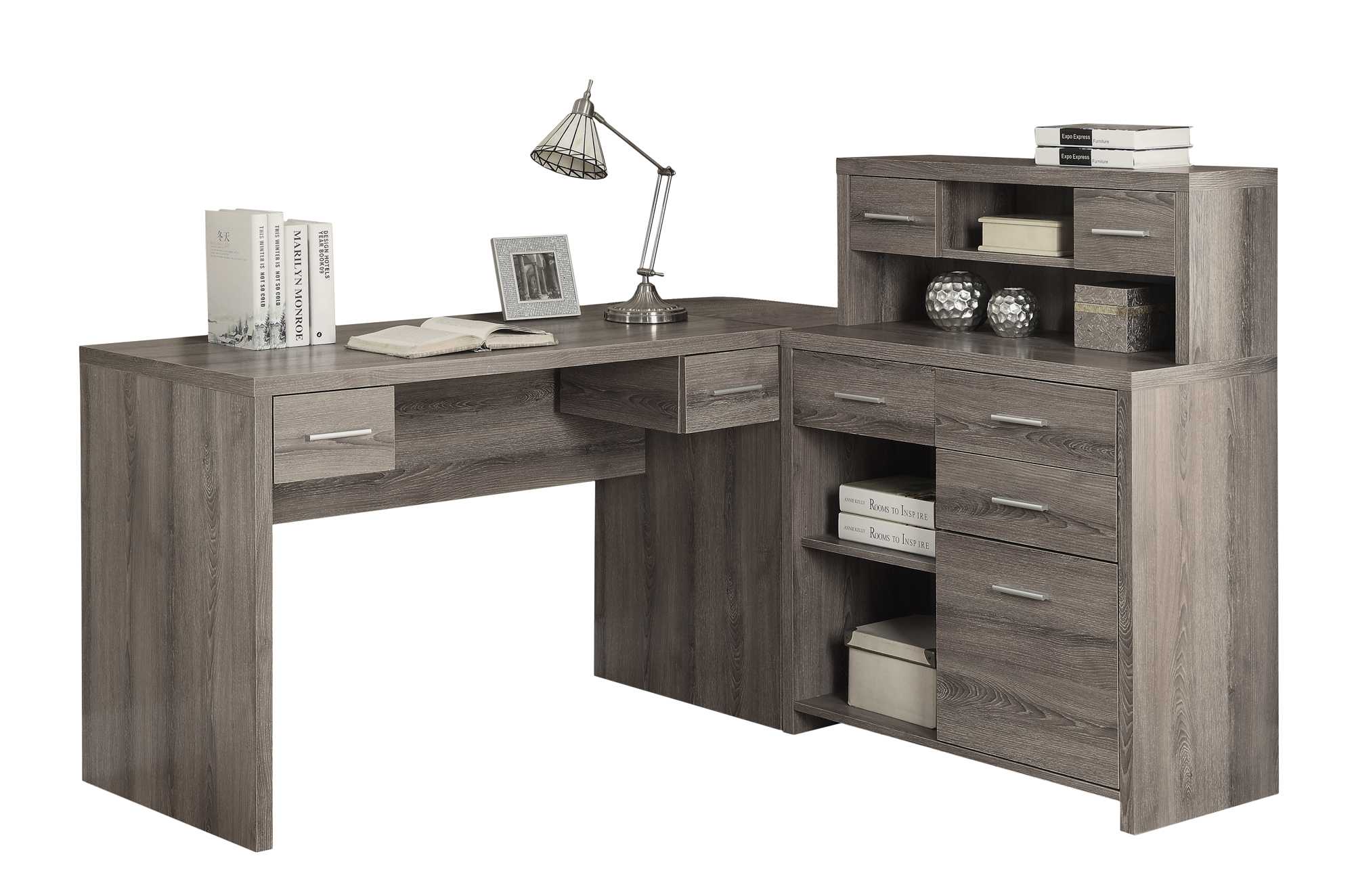 Dark Taupe Particle Board Hollow Core Computer Desk By Homeroots - 333475