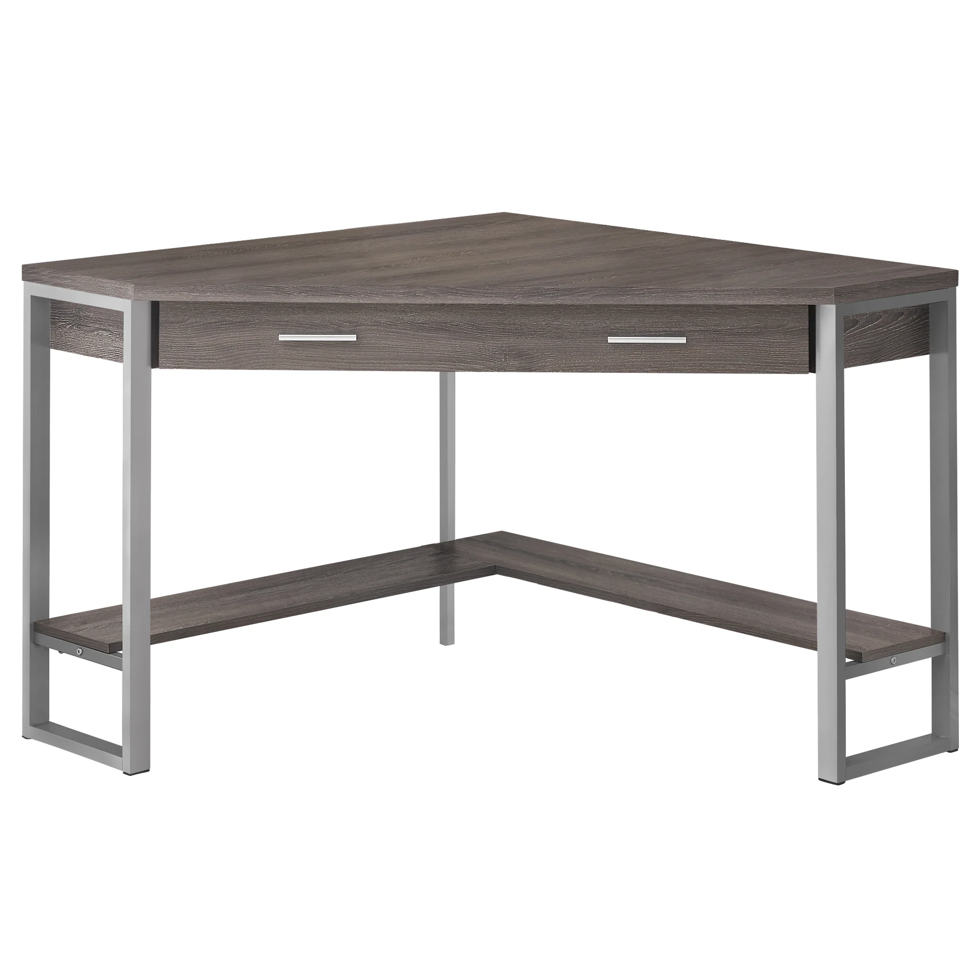 Dark Taupe Silver Particle Board Hollow Core Metal Computer Desk By Homeroots - 333554