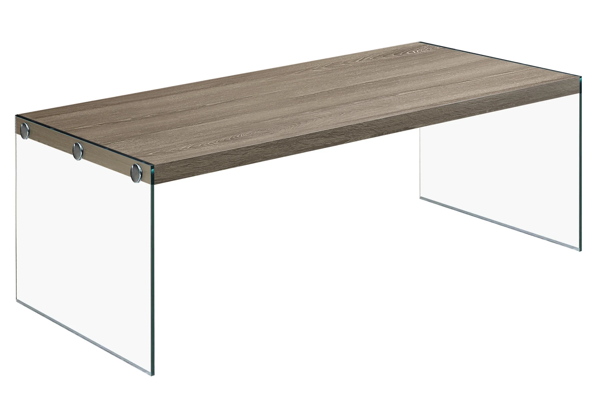 Dark Taupe Tempered Glass Coffee Table By Homeroots