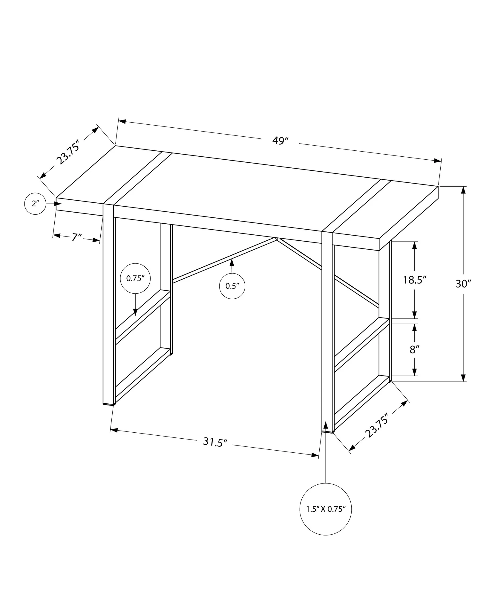 Dark TaupeBlack Metal Computer Desk By Homeroots - Image 11