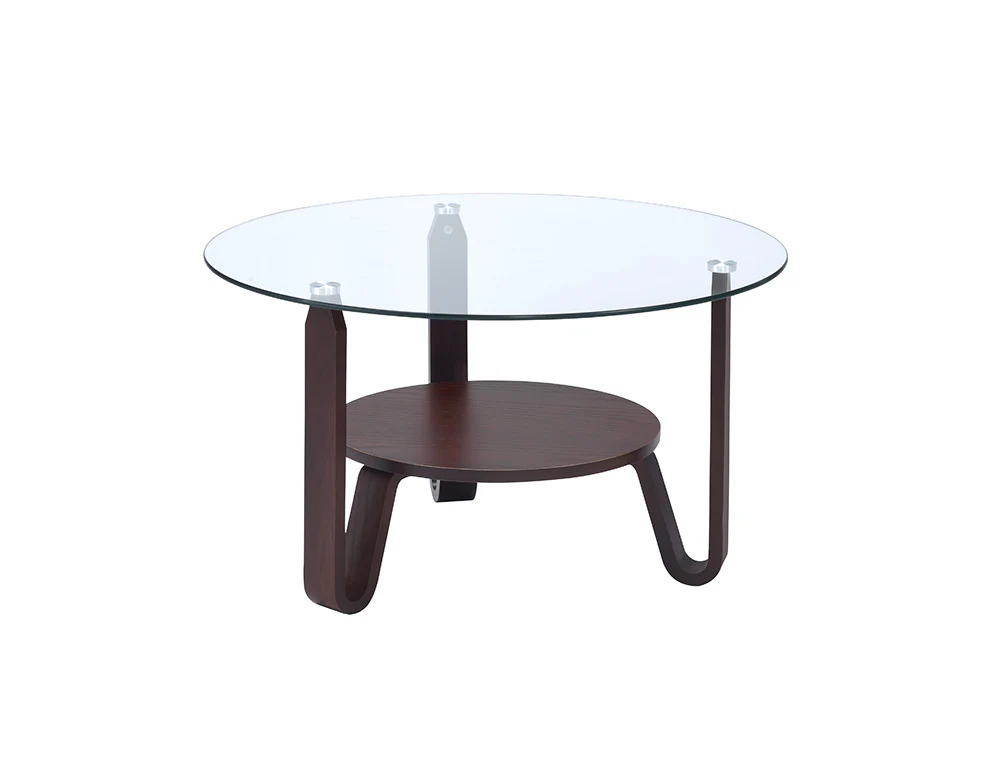 Dark Walnut Clear Glass Wood Coffee Table By Homeroots