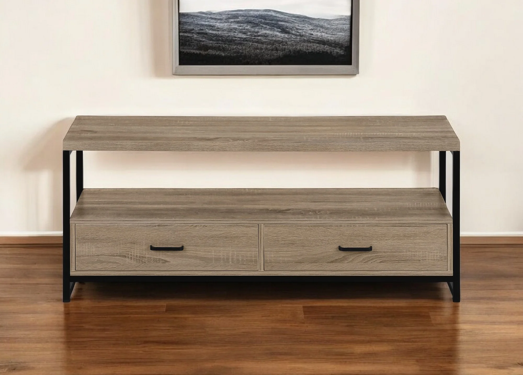 Deep Taupe Cabinet Enclosed Storage TV Stand By Homeroots