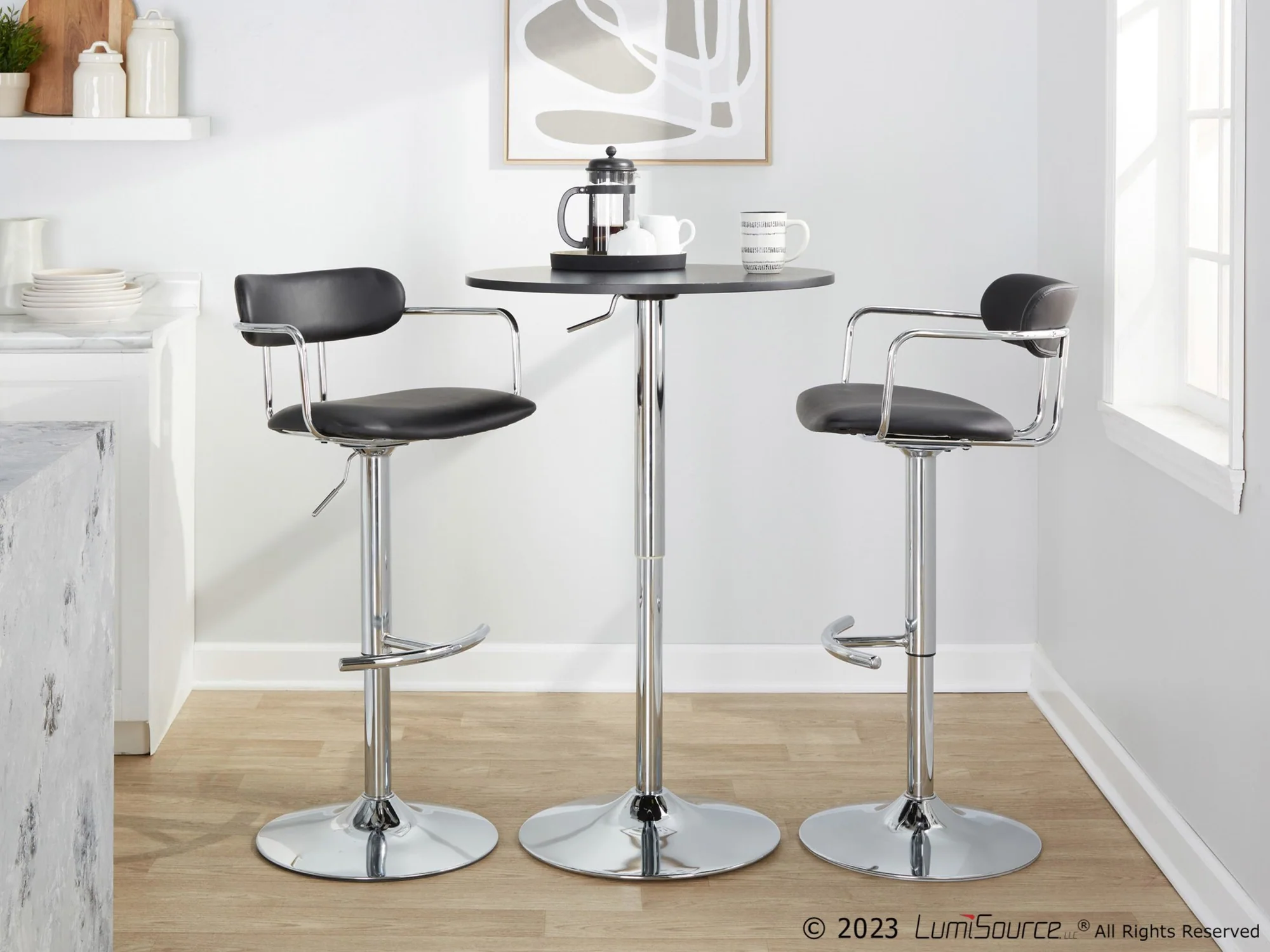 Demi Adjustable Barstool - Set of 2 By LumiSource - BS-DEMIPU-RT2 CHRCHRBK2