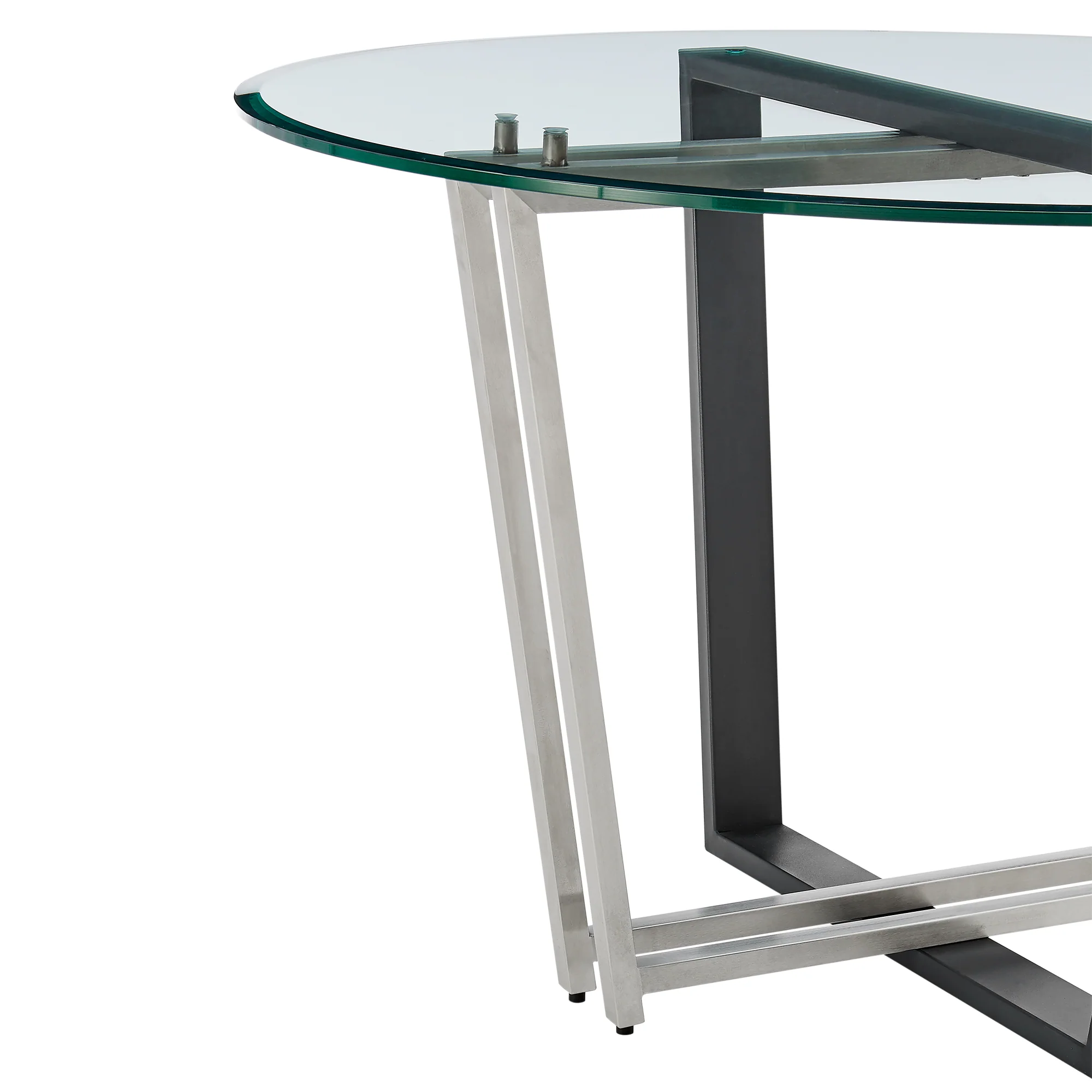 Devi 48" Round Dining Table in Gold Stainless Steel and Black Iron Base with Glass Tabletop By Armen Living - Image 15