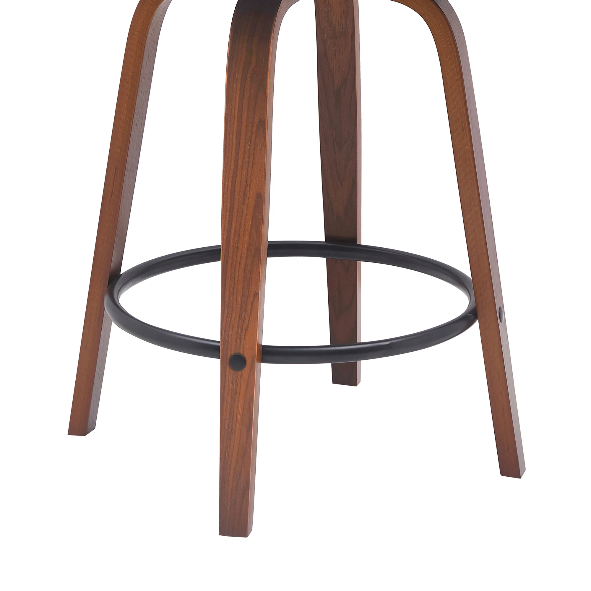 Diana 26" Swivel Walnut Wood Counter Stool in Gray Faux Leather By Armen Living - Image 6