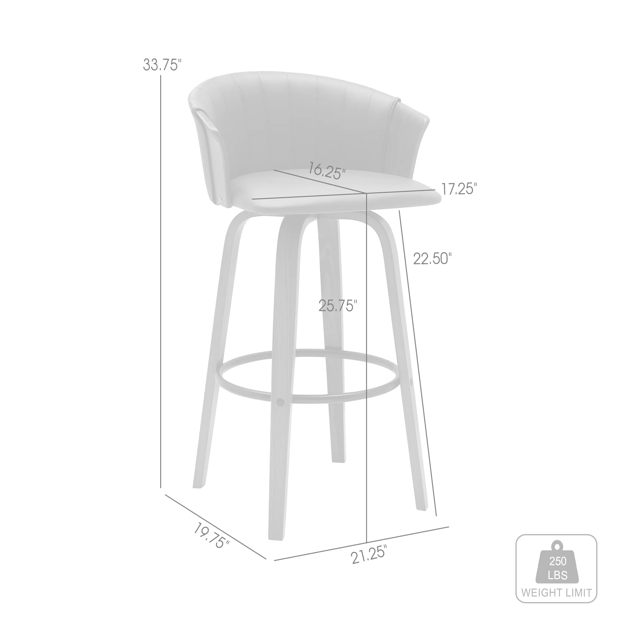 Diana 26" Swivel Walnut Wood Counter Stool in Gray Faux Leather By Armen Living - Image 7