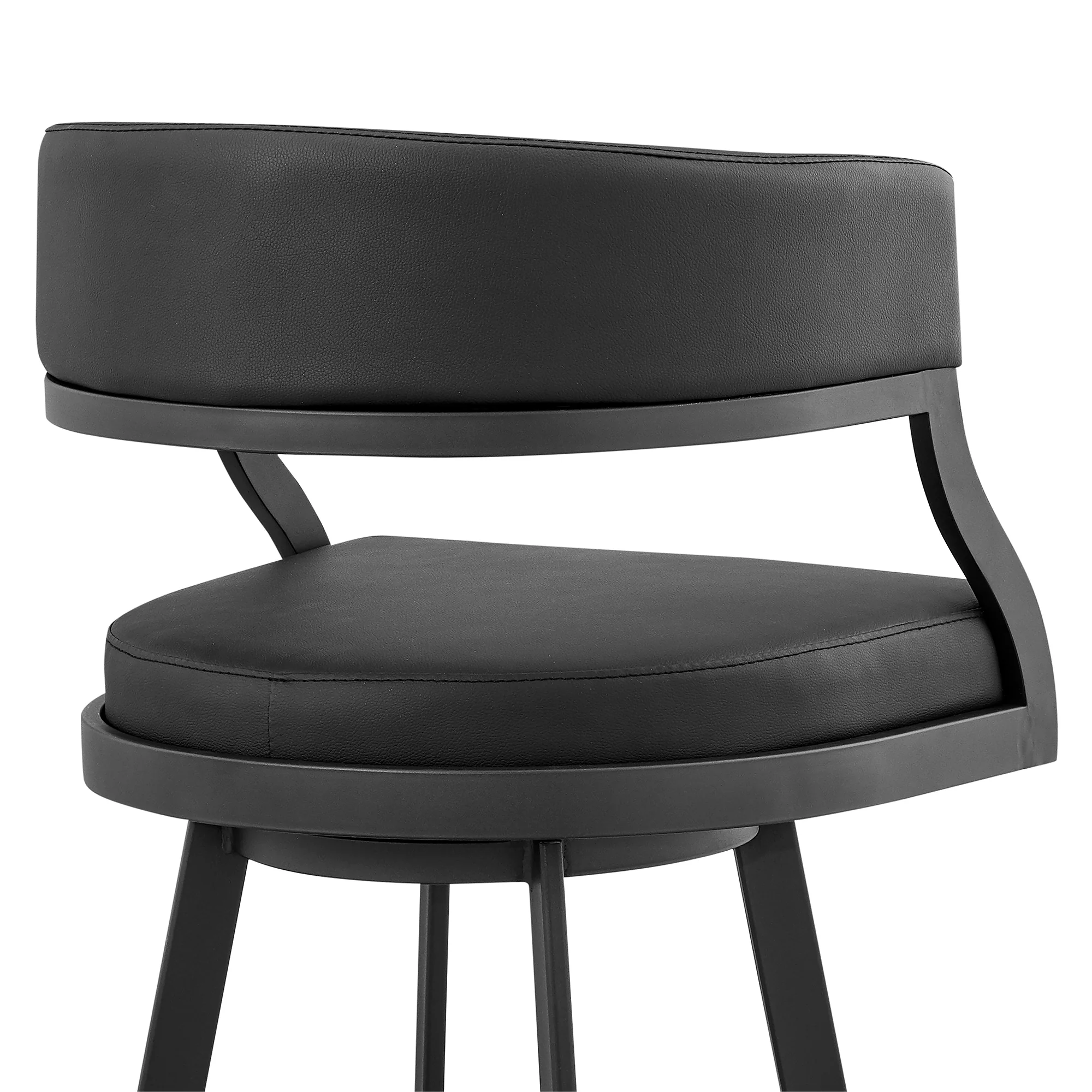 Dione 26" Counter Height Swivel Black Faux Leather and Metal Bar Stool By Armen Living - Image 10