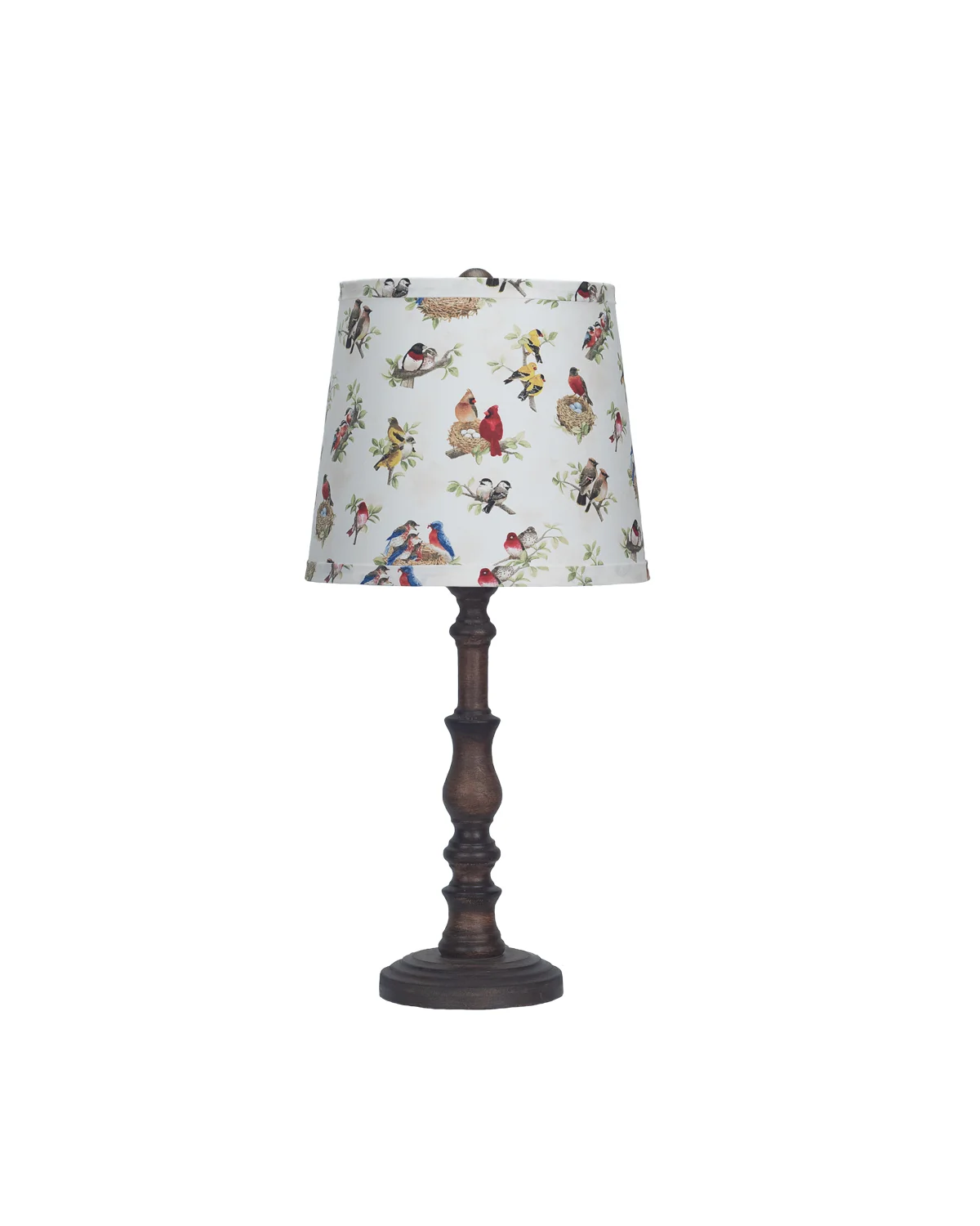 Distressed Brown Traditional Table Lamp with Birds Printed Shade By Homeroots