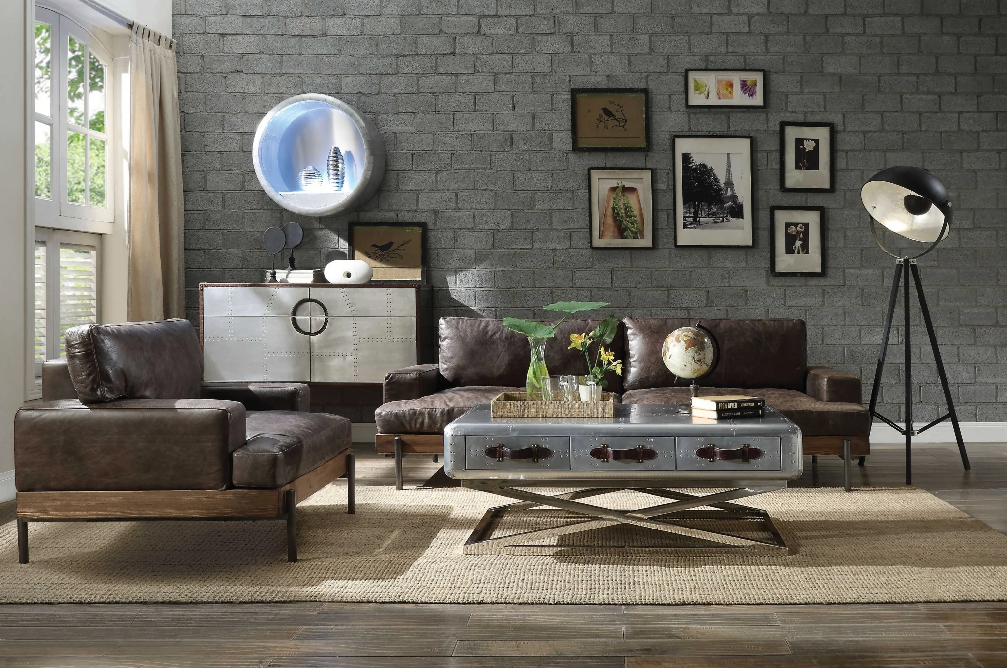 Distressed Chocolate Top Grain Leather Sofa By Homeroots - 318816