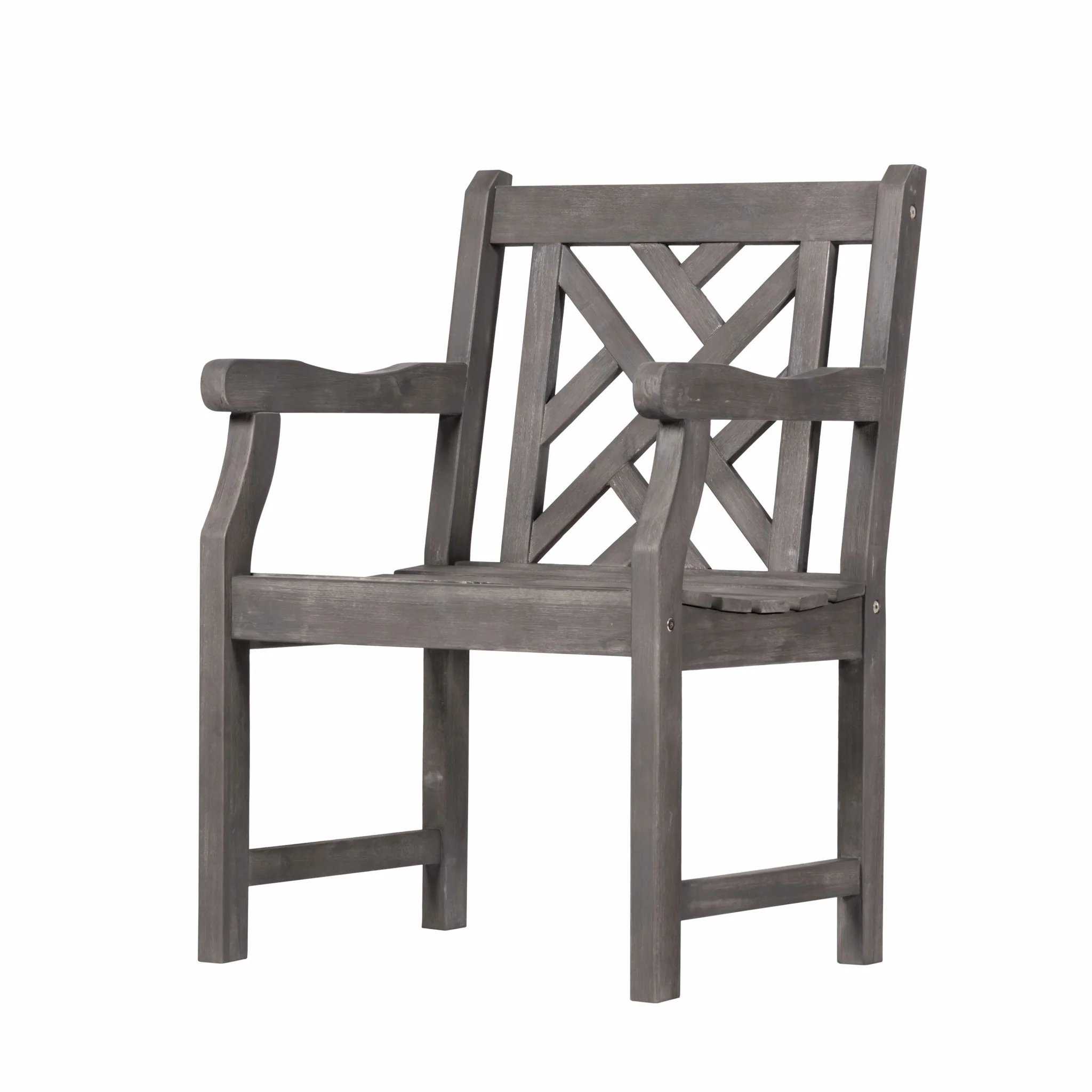 Distressed Patio Armchair with Diagonal Design By Homeroots