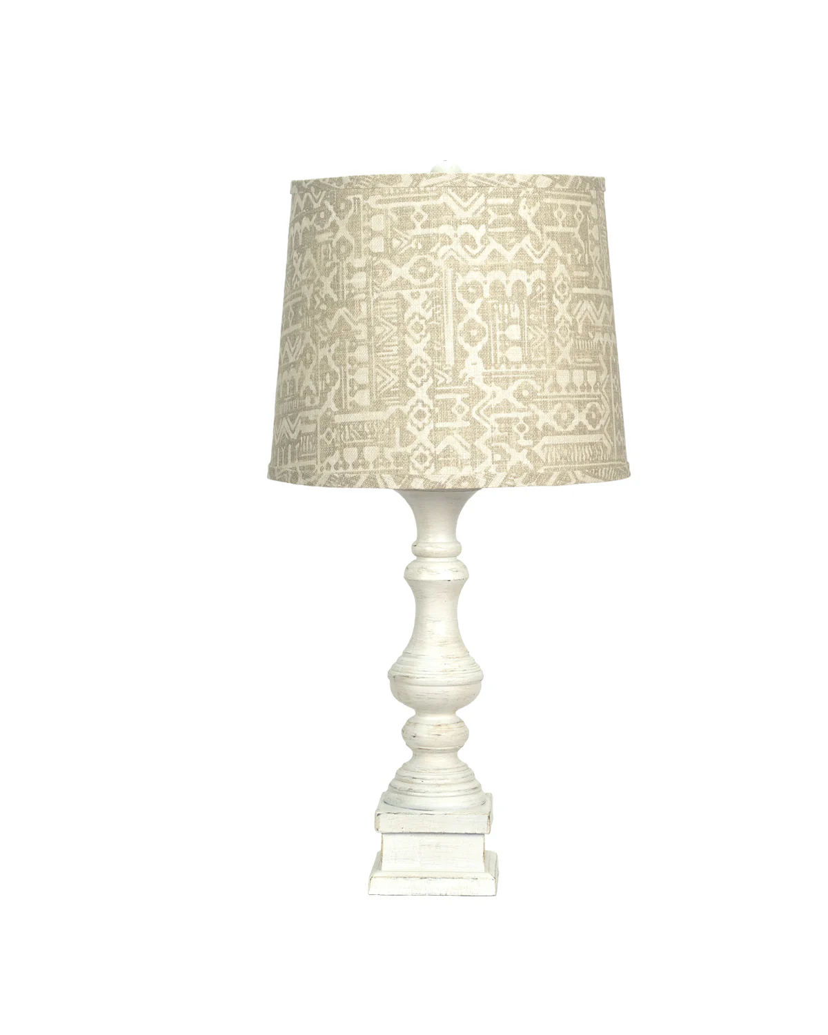 Distressed Whitewash Beige Batik Shade Table Lamp By Homeroots