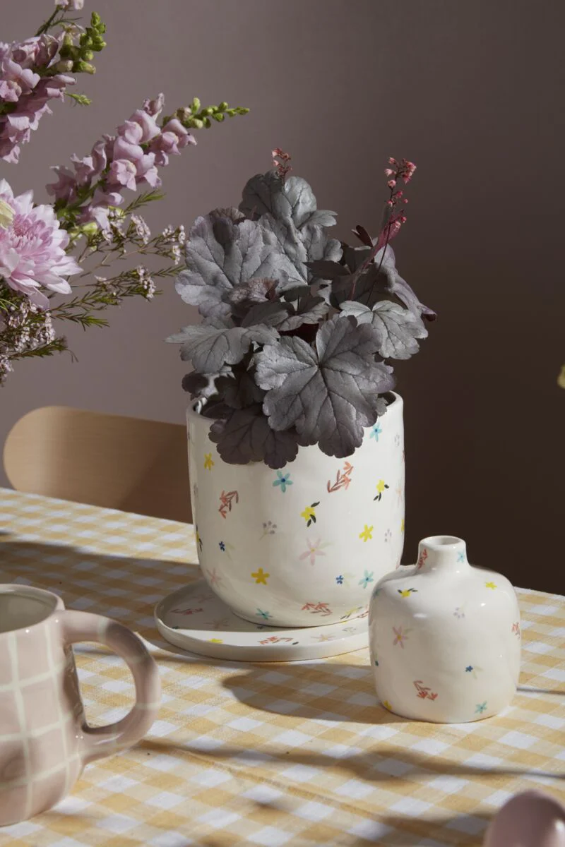 Ditsy Floral Pot with Saucer 8"x 7" By Accent Decor