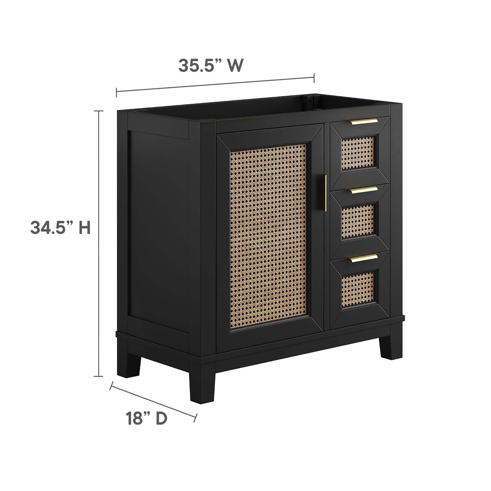 Dixie 36” Solid Wood Bathroom Vanity Cabinet (Sink Basin Not Included) By Modway - EEI-6626 - Image 3
