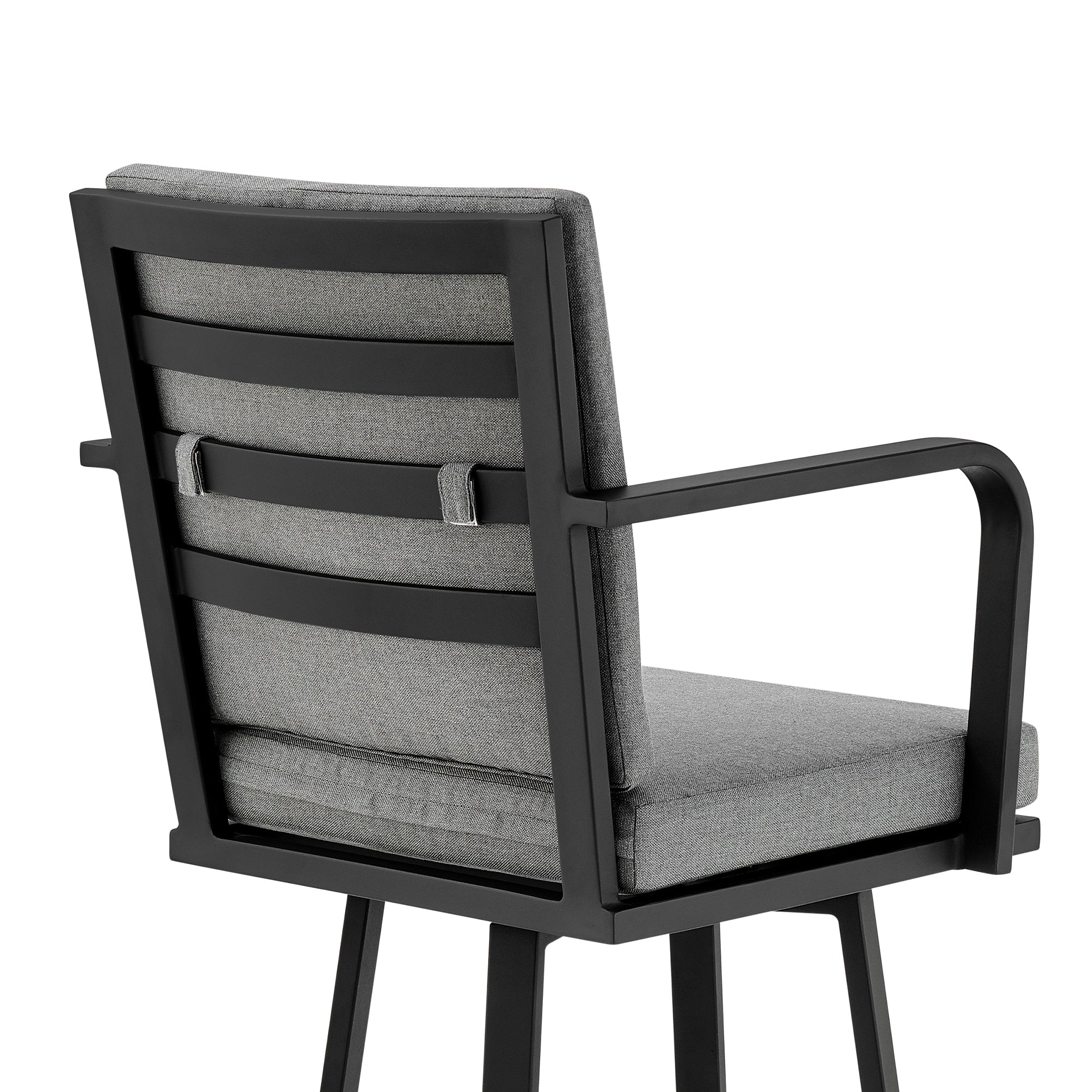 Don 30" Outdoor Patio Bar Stool in Black Aluminum with Grey Cushions By Armen Living - Image 10