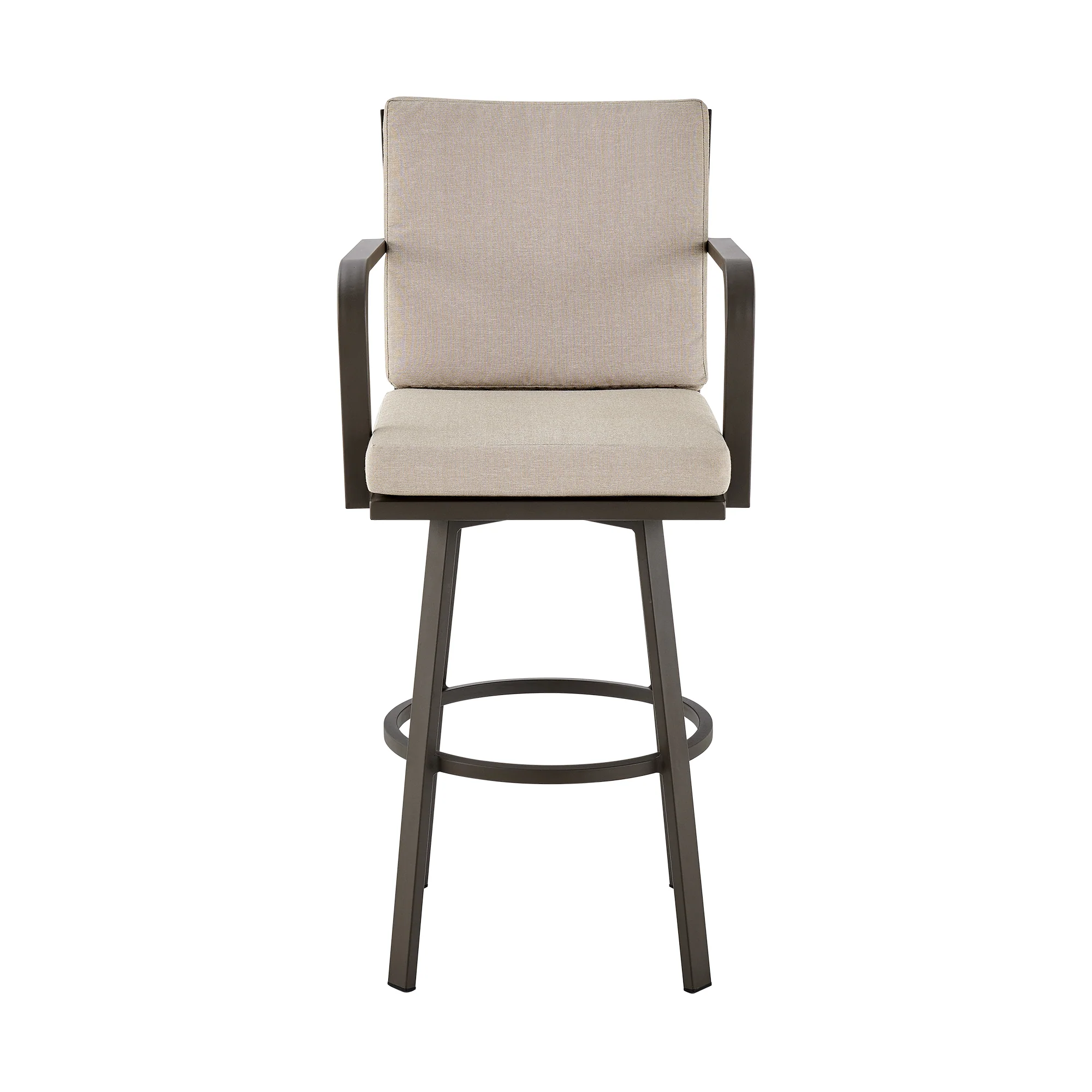 Don 30" Outdoor Patio Bar Stool in Black Aluminum with Grey Cushions By Armen Living - Image 13